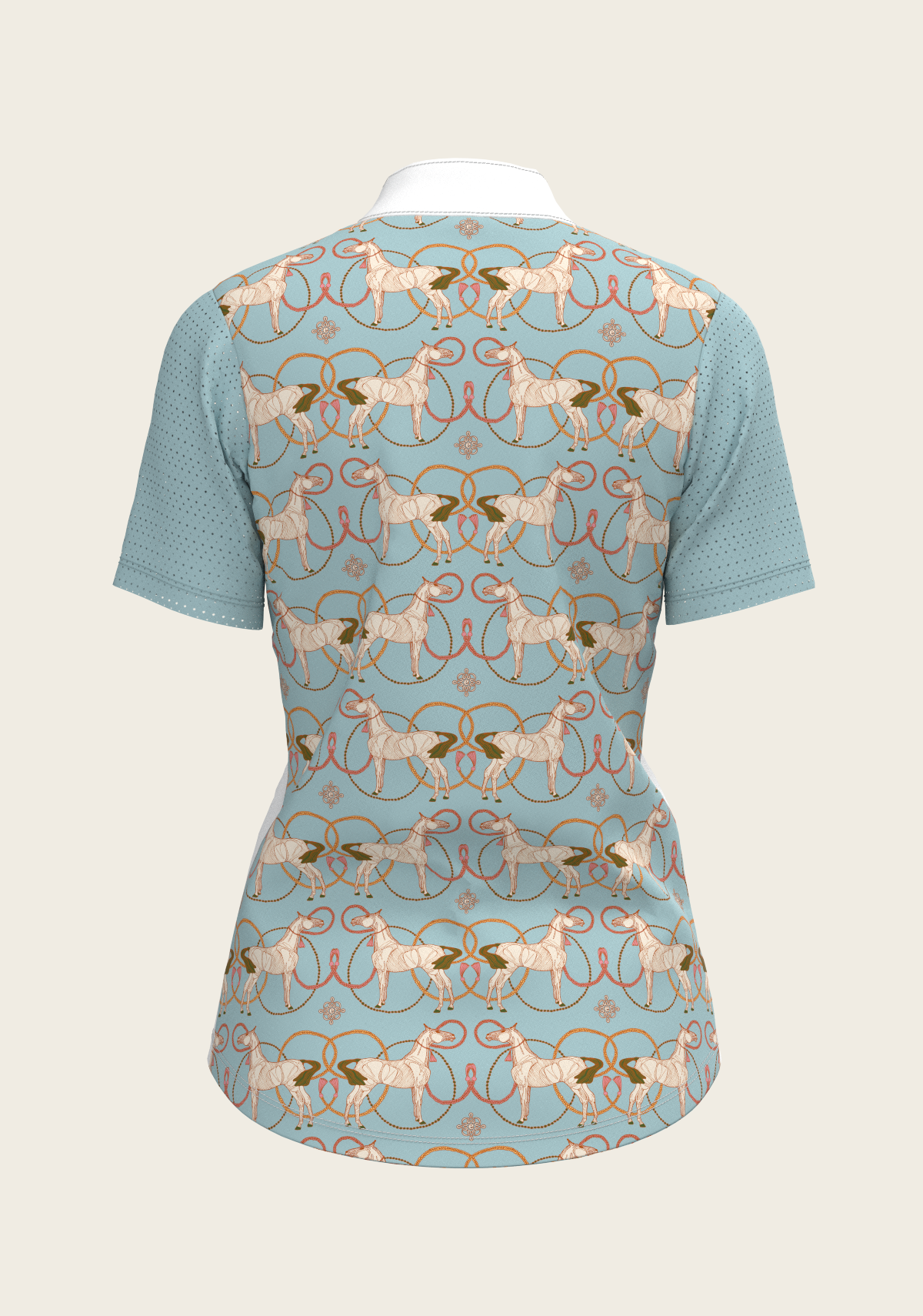 Image of Roped Horses on Sky Blue Short Sleeve Show Shirt