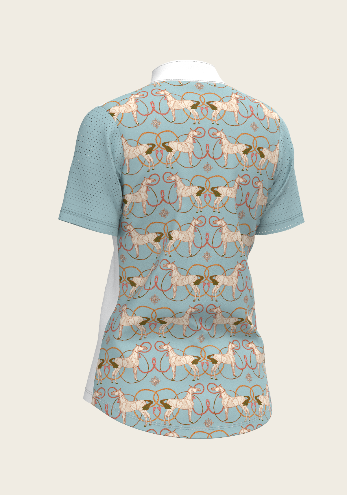 Image of Roped Horses on Sky Blue Short Sleeve Show Shirt