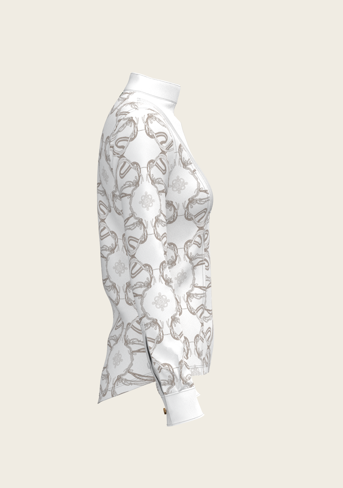 Image of Short Pleated Roped Bridles on White Long Sleeve Show Shirt