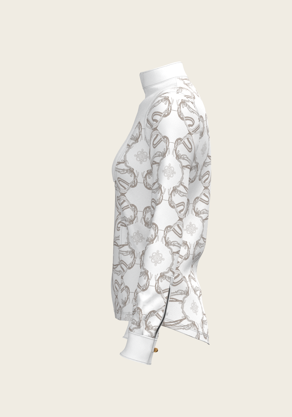 Image of Short Pleated Roped Bridles on White Long Sleeve Show Shirt