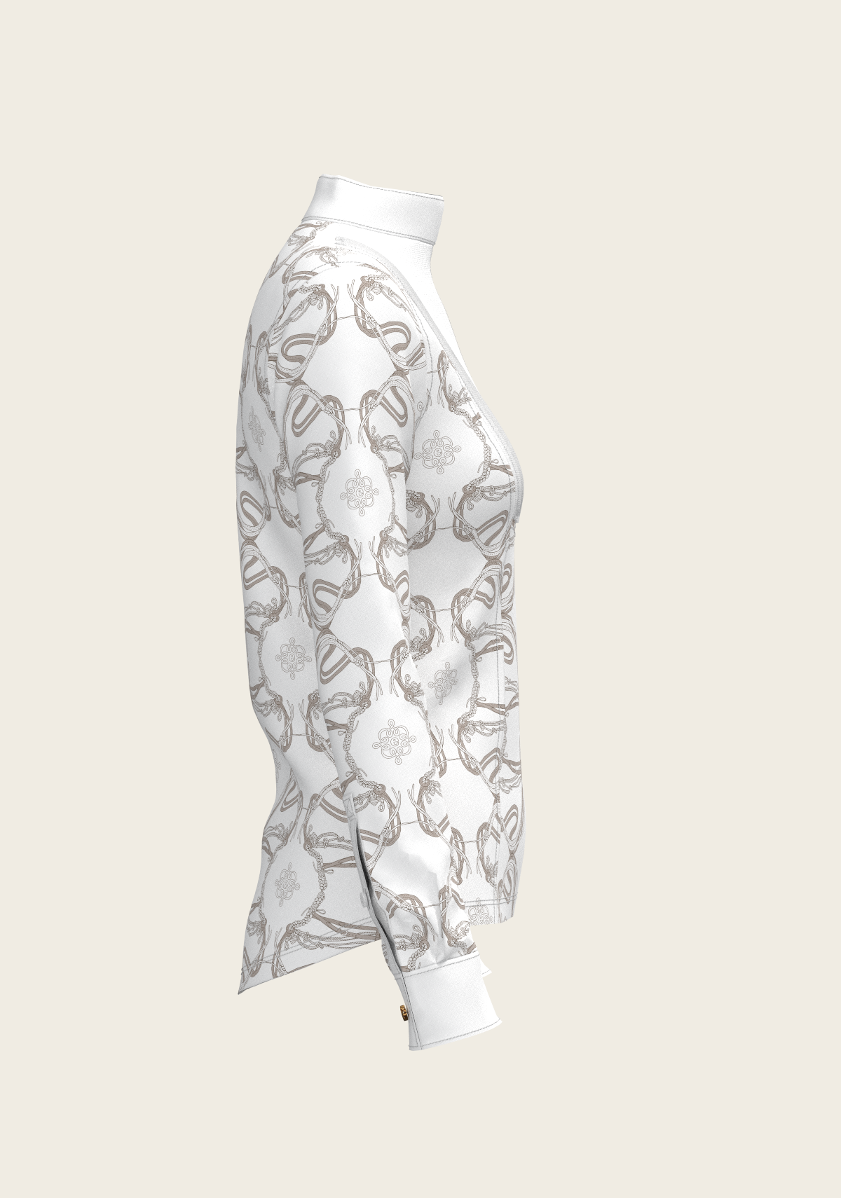 Image of Short Pleated Roped Bridles on White Long Sleeve Show Shirt