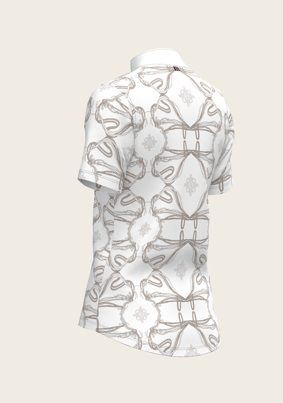 Image of Short Pleated Roped Bridles on White Short Sleeve Show Shirt