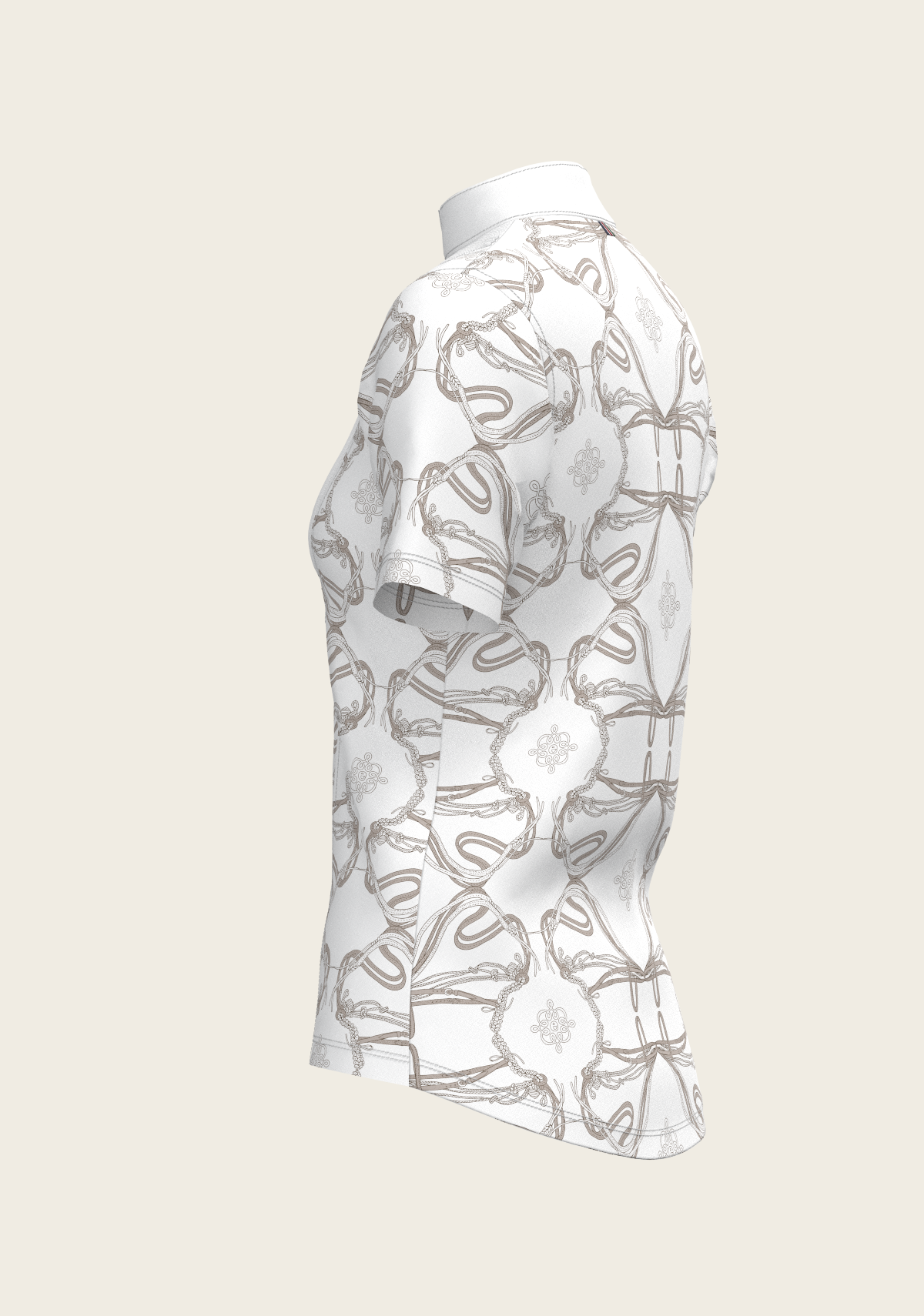 Image of Short Pleated Roped Bridles on White Short Sleeve Show Shirt