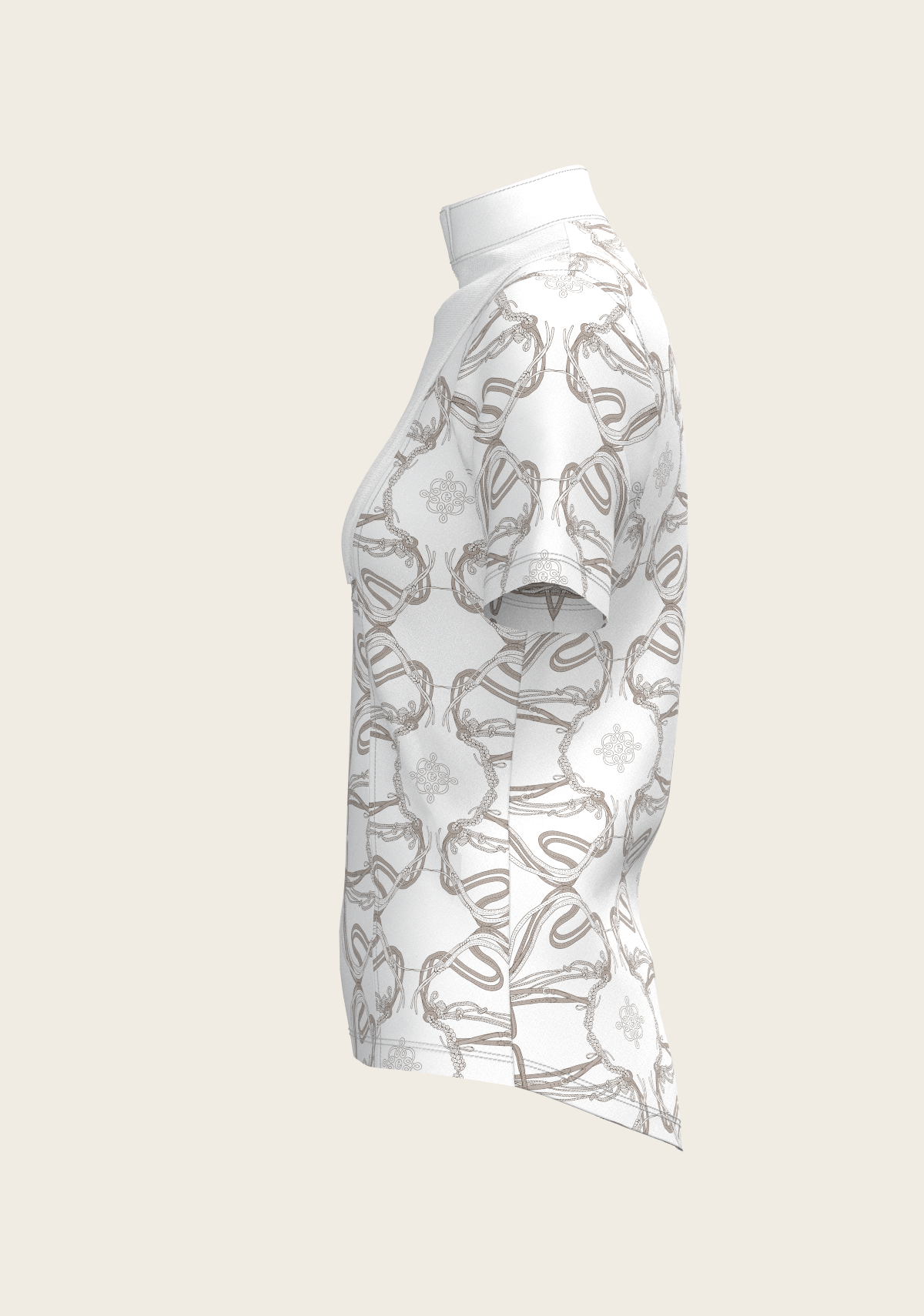 Image of Short Pleated Roped Bridles on White Short Sleeve Show Shirt