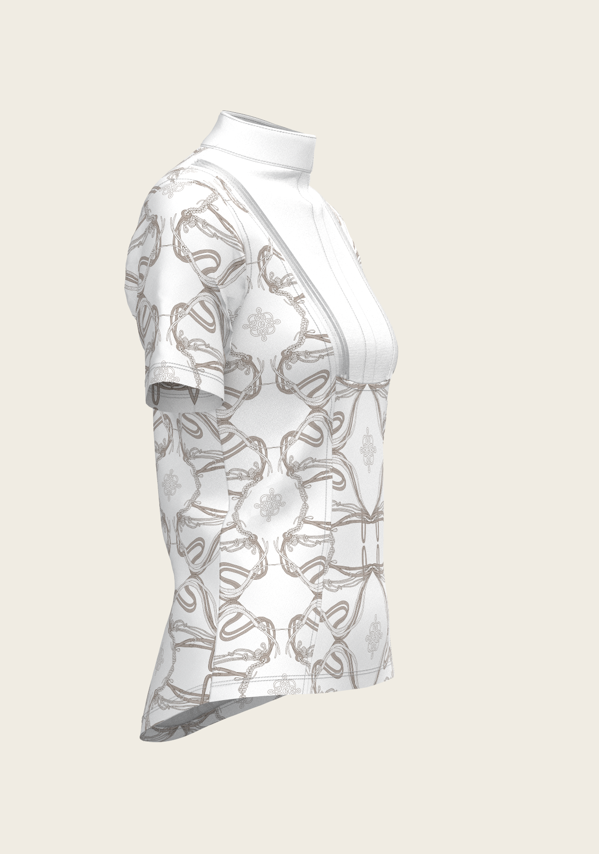 Image of Short Pleated Roped Bridles on White Short Sleeve Show Shirt
