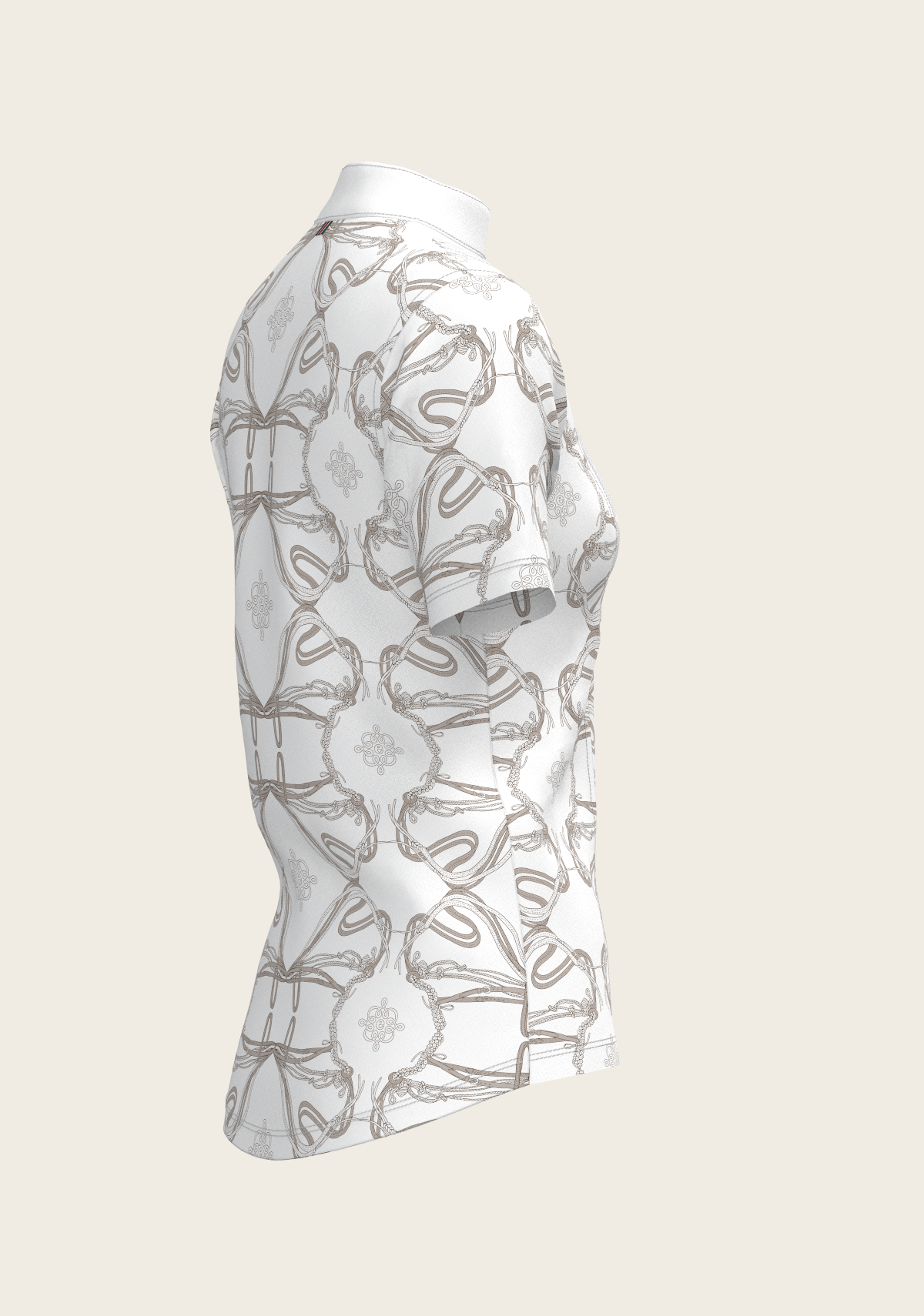 Image of Short Pleated Roped Bridles on White Short Sleeve Show Shirt