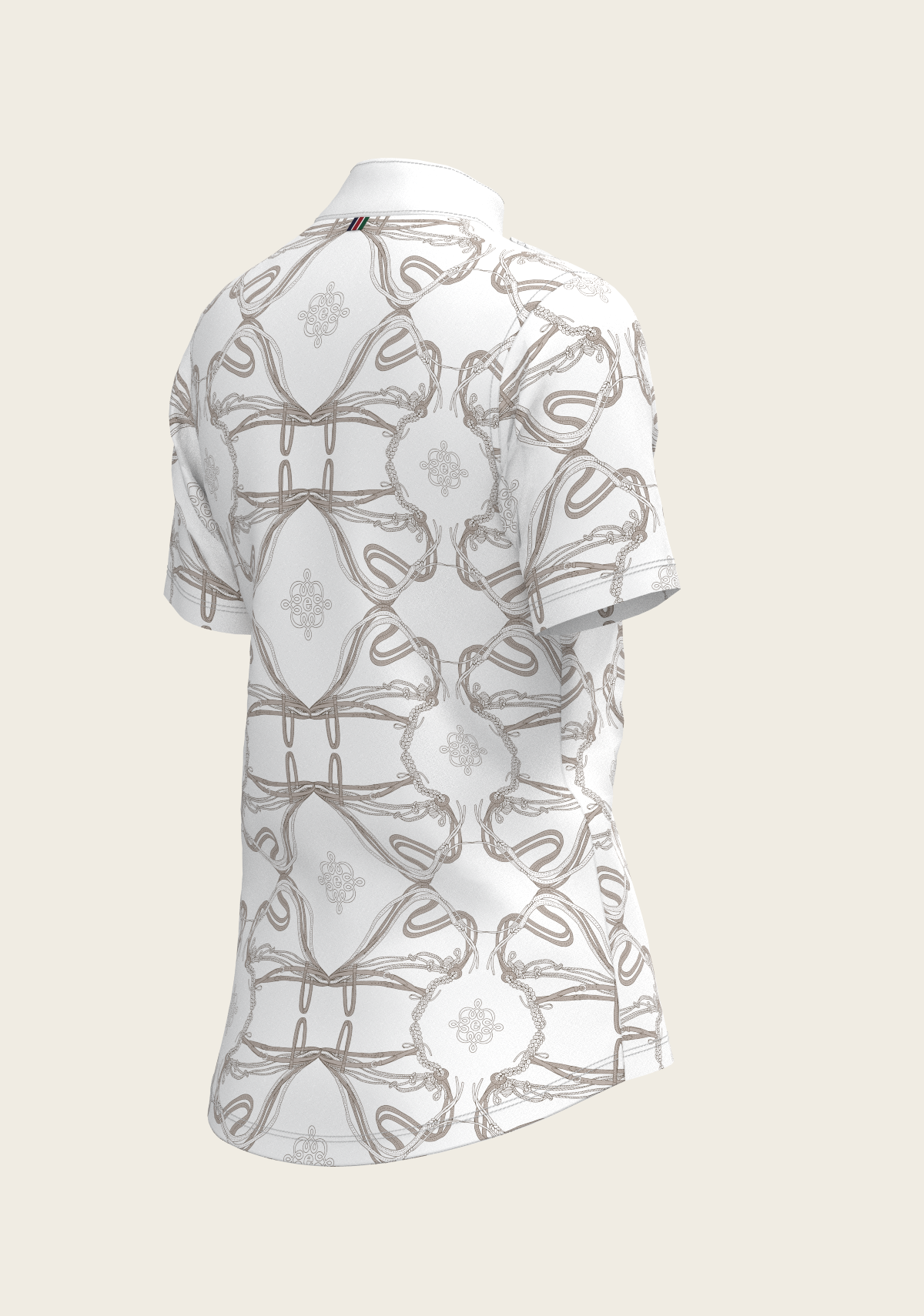 Image of Short Pleated Roped Bridles on White Short Sleeve Show Shirt