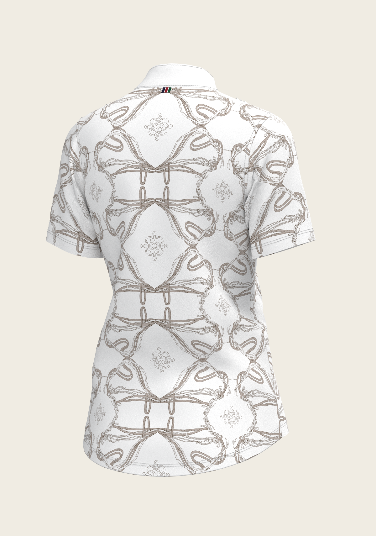 Image of Short Pleated Roped Bridles on White Short Sleeve Show Shirt