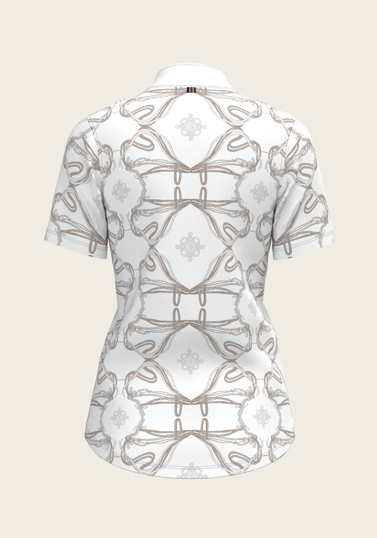 Image of Short Pleated Roped Bridles on White Short Sleeve Show Shirt