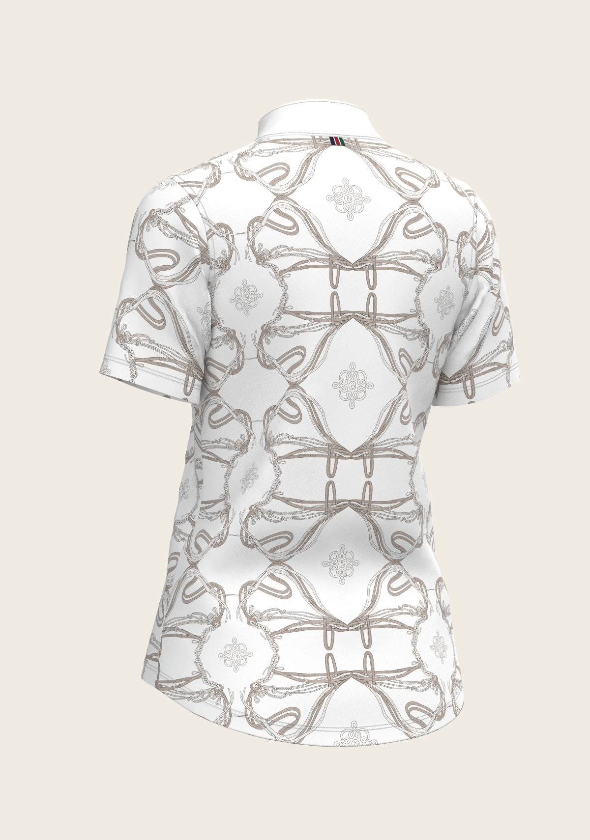 Image of Short Pleated Roped Bridles on White Short Sleeve Show Shirt