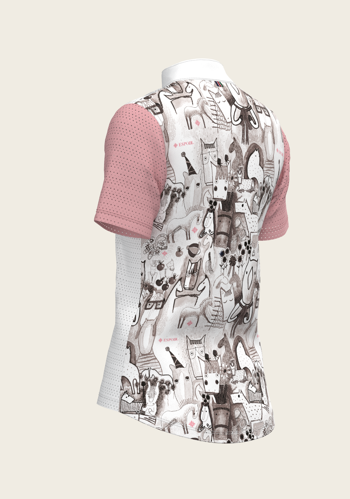 Image of The Horse Fair Monochrome Short Pleated with Rose Short Sleeve Show Shirt