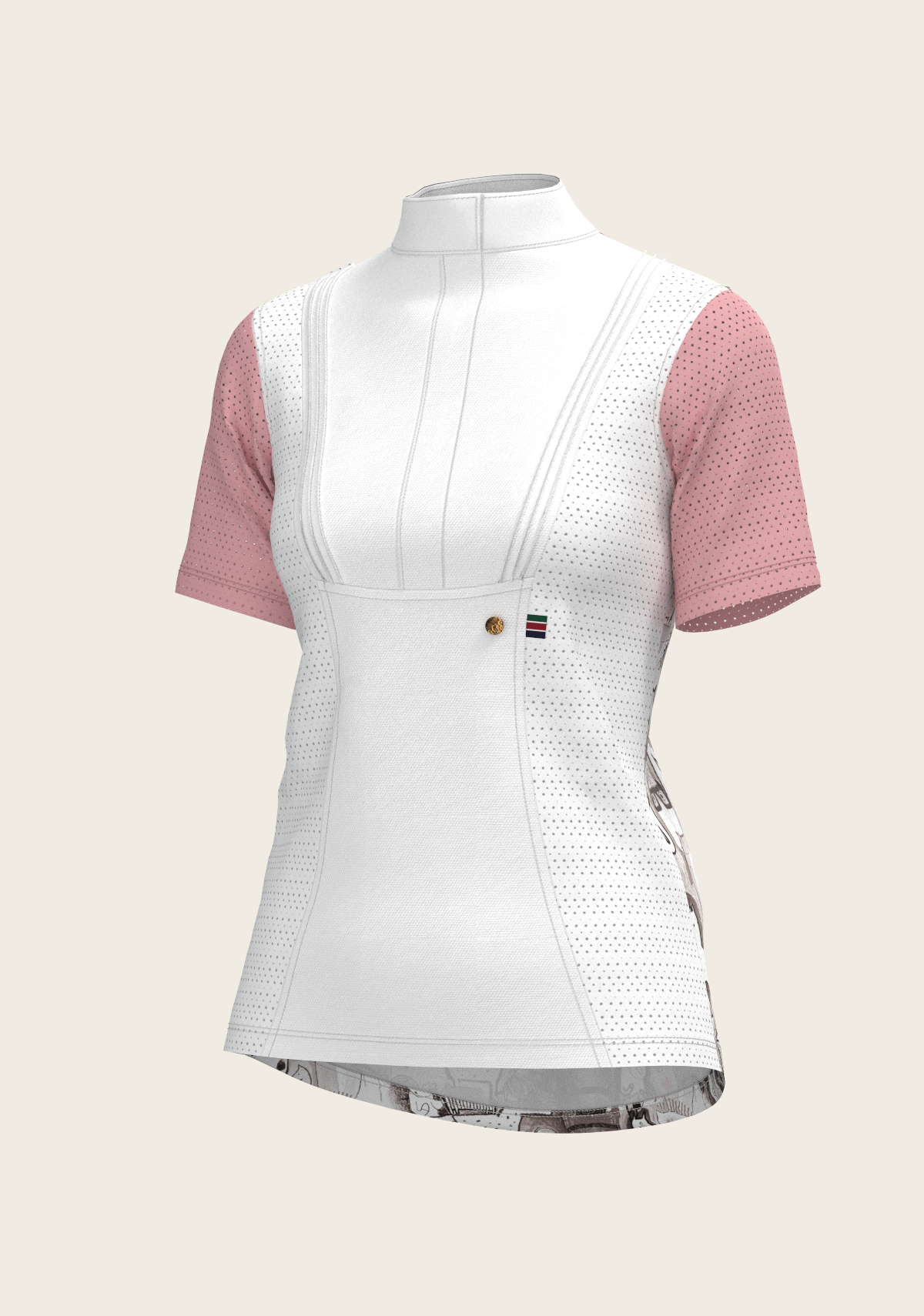 Image of The Horse Fair Monochrome Short Pleated with Rose Short Sleeve Show Shirt