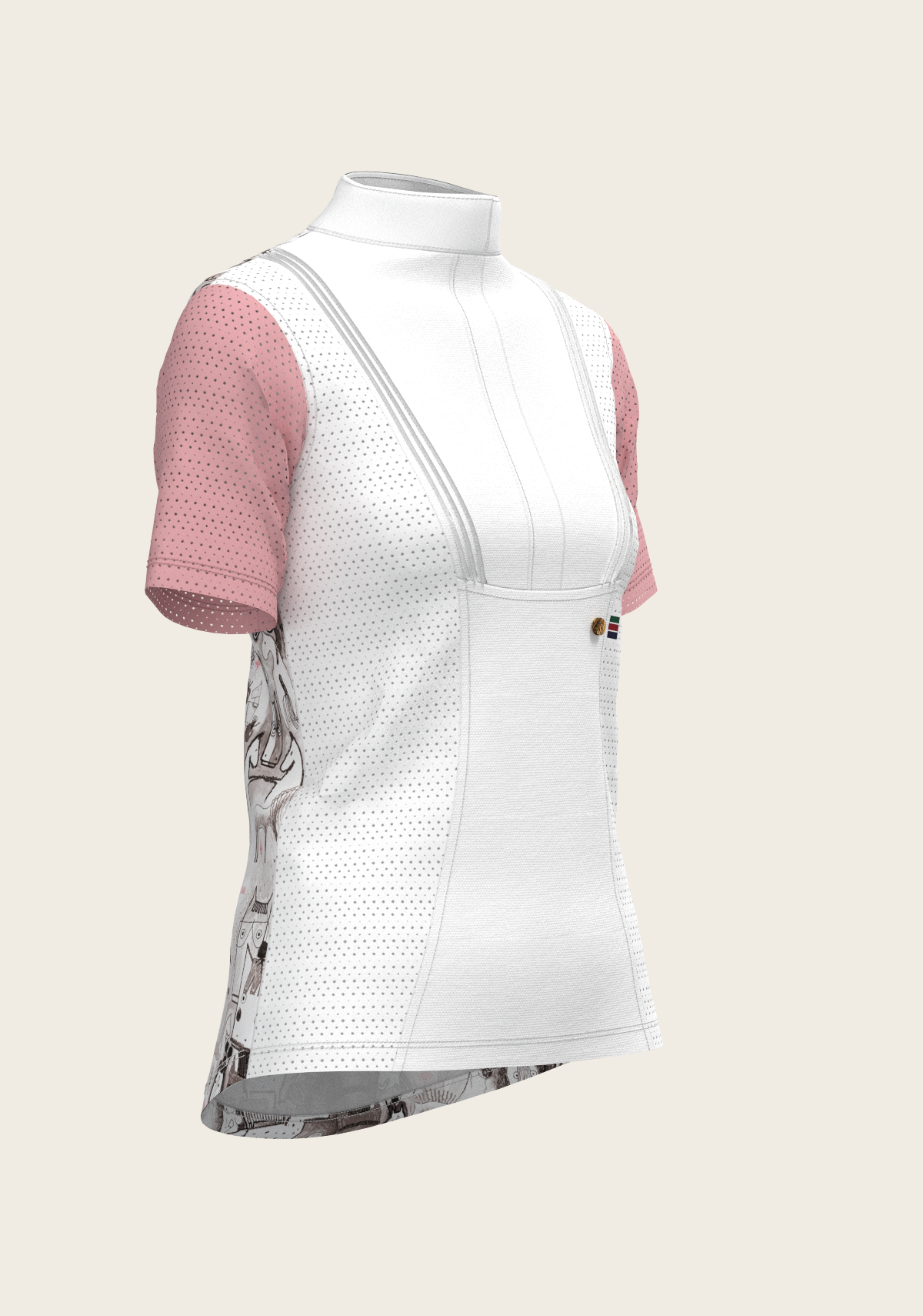 Image of The Horse Fair Monochrome Short Pleated with Rose Short Sleeve Show Shirt