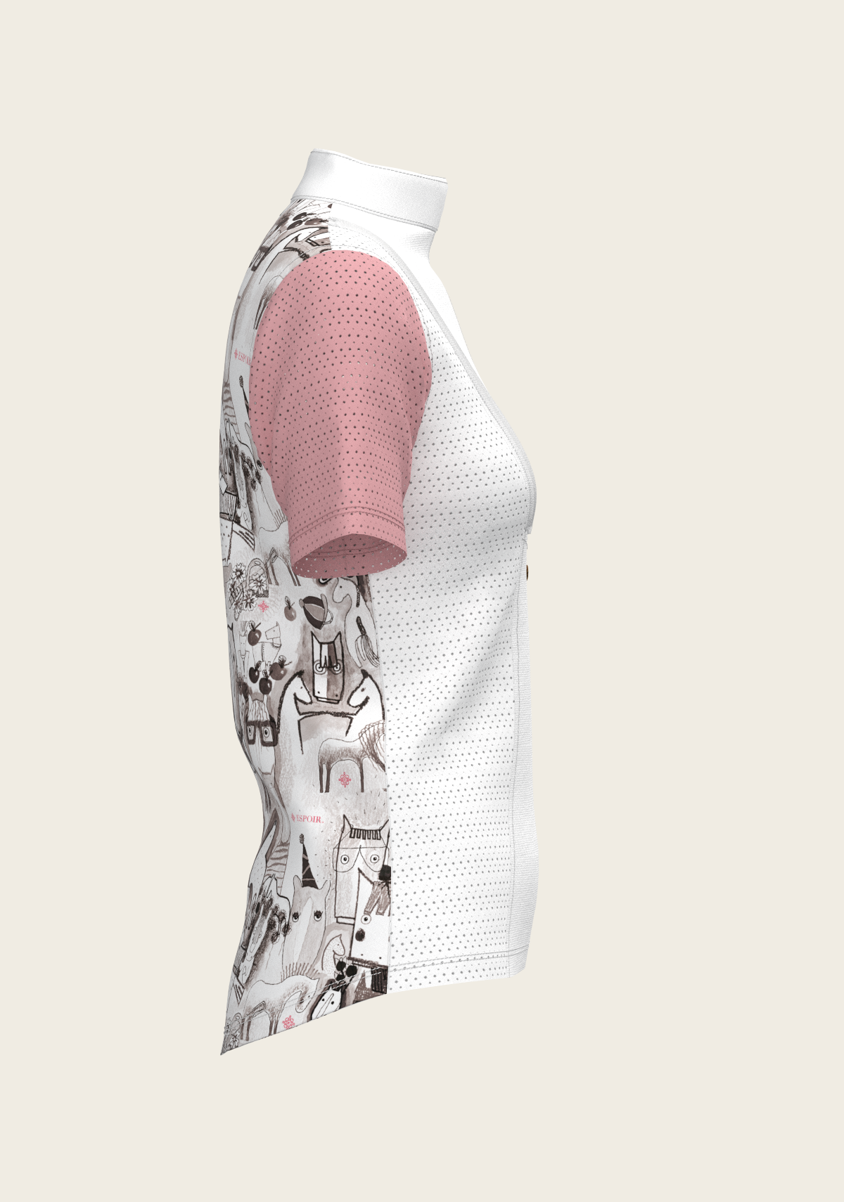 Image of The Horse Fair Monochrome Short Pleated with Rose Short Sleeve Show Shirt