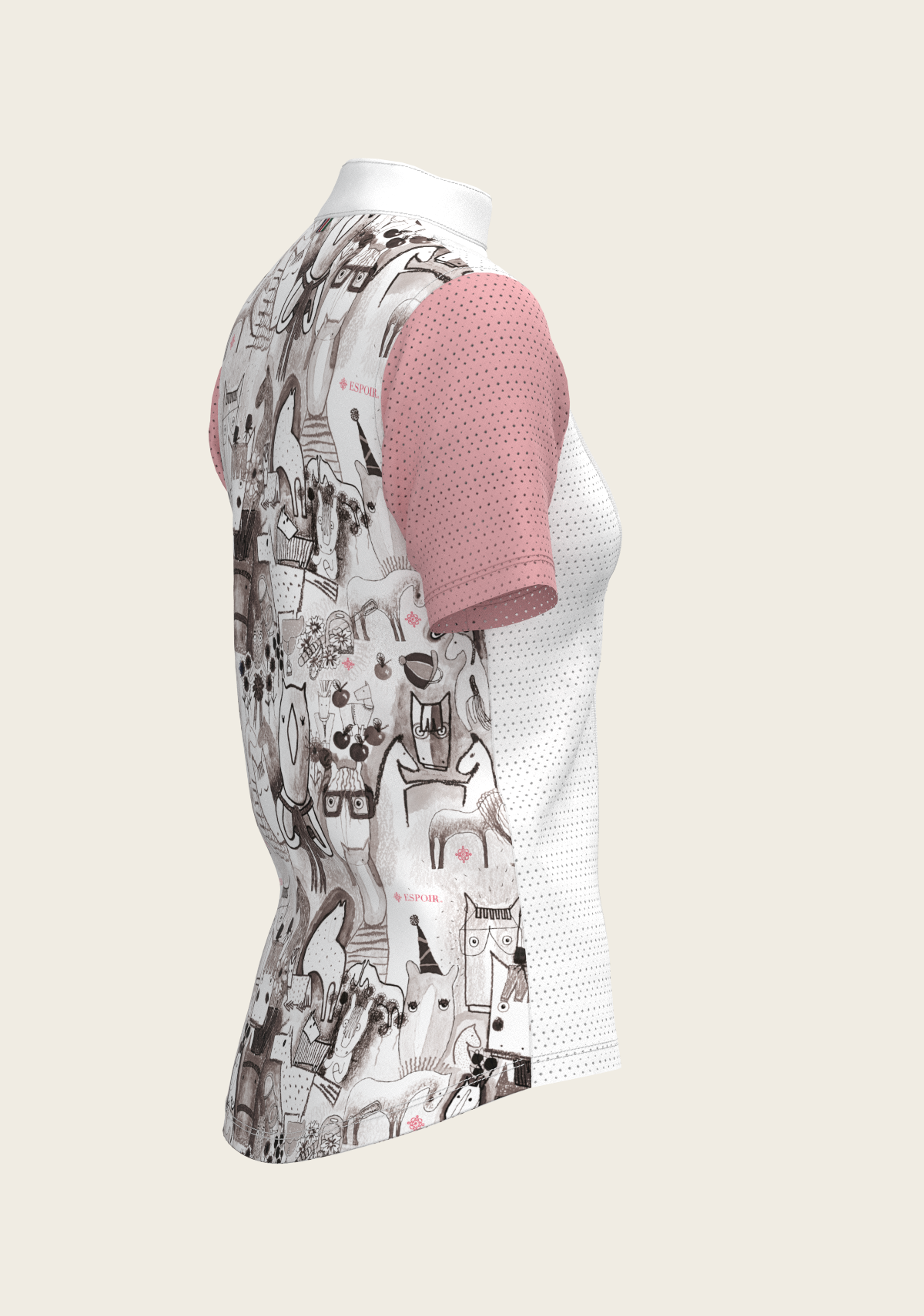 Image of The Horse Fair Monochrome Short Pleated with Rose Short Sleeve Show Shirt