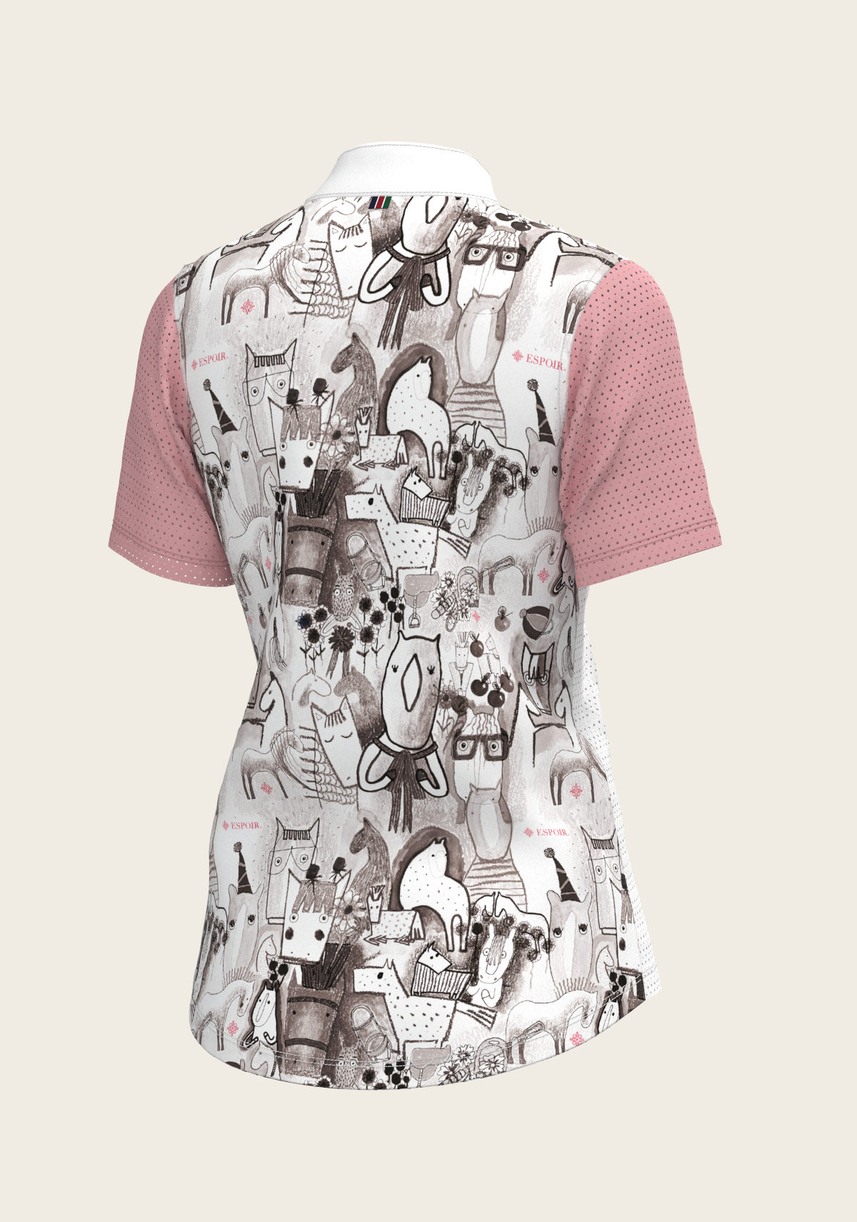 Image of The Horse Fair Monochrome Short Pleated with Rose Short Sleeve Show Shirt