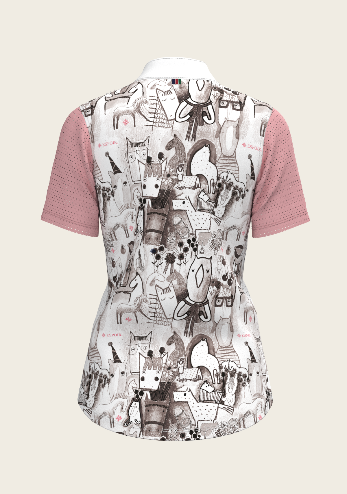 Image of The Horse Fair Monochrome Short Pleated with Rose Short Sleeve Show Shirt