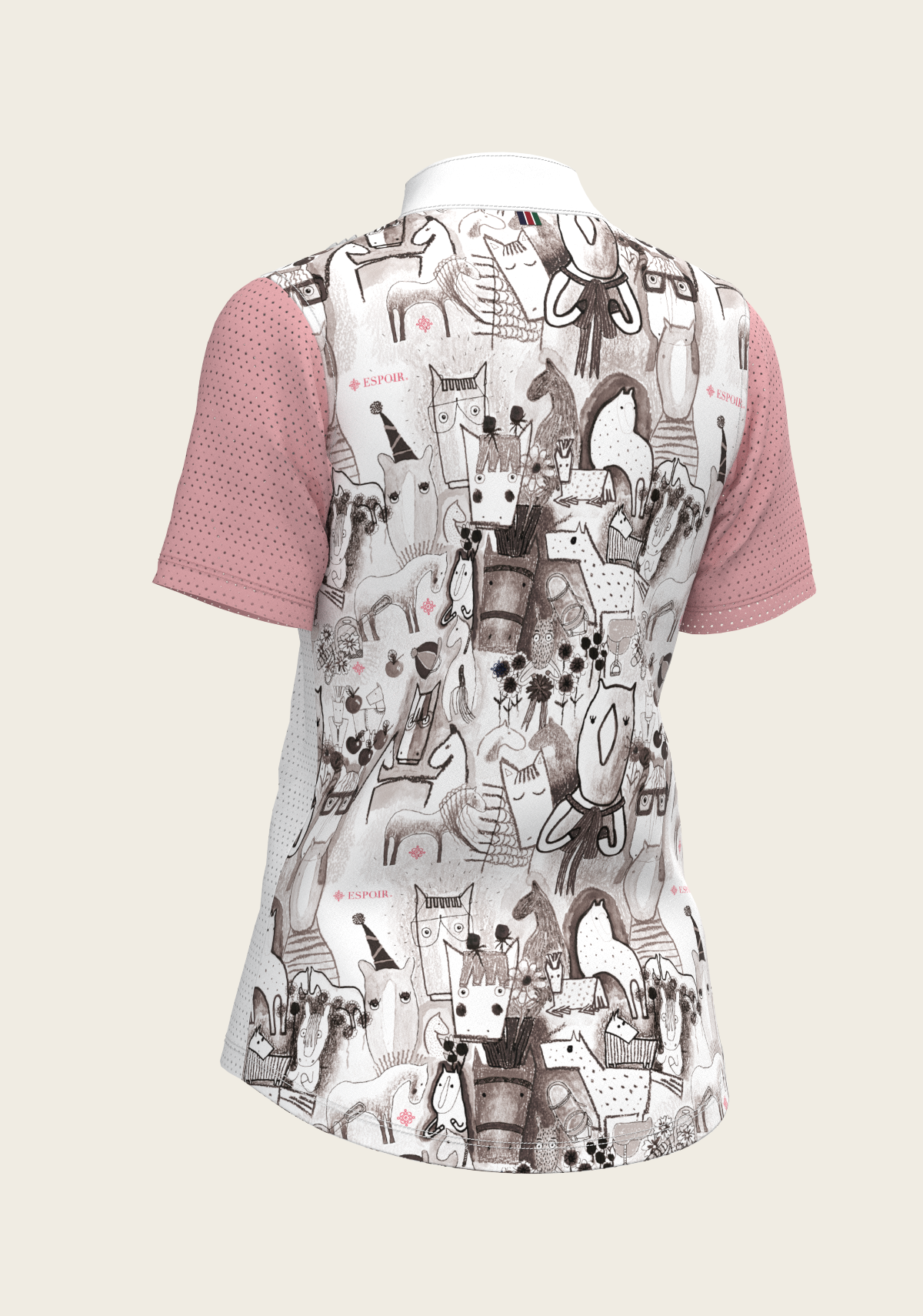Image of The Horse Fair Monochrome Short Pleated with Rose Short Sleeve Show Shirt