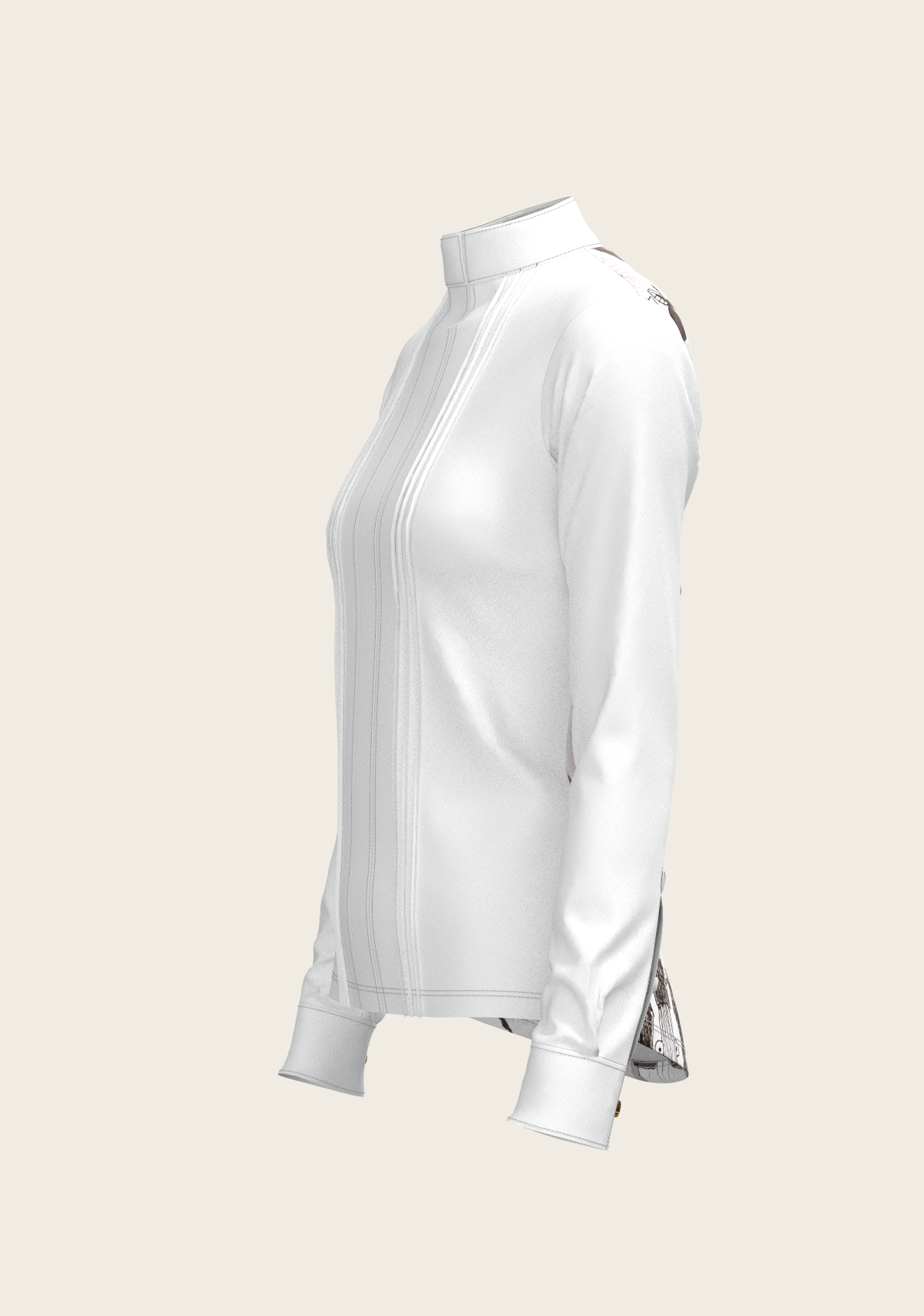 Image of The Horse Fair Monochrome Long Pleated Long Sleeve Sleeve Show Shirt