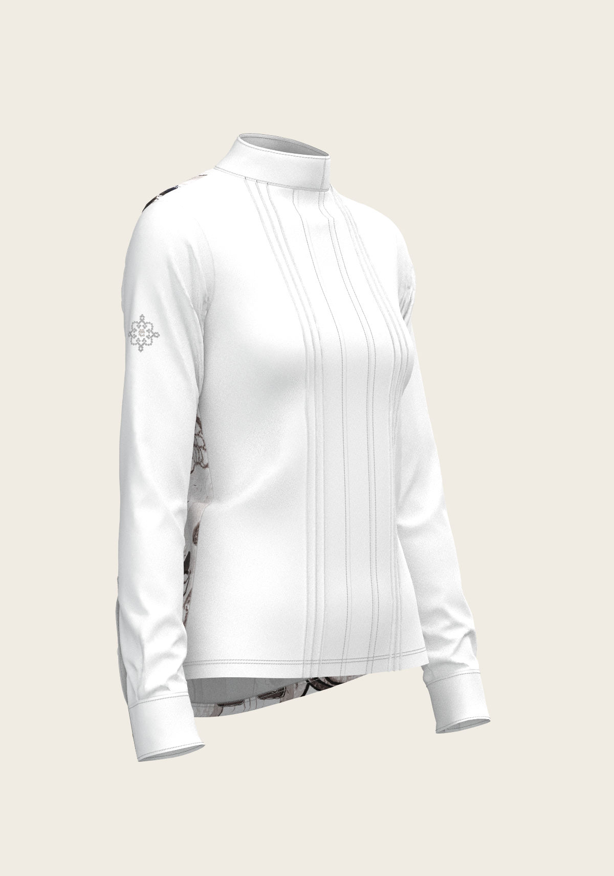 Image of The Horse Fair Monochrome Long Pleated Long Sleeve Sleeve Show Shirt