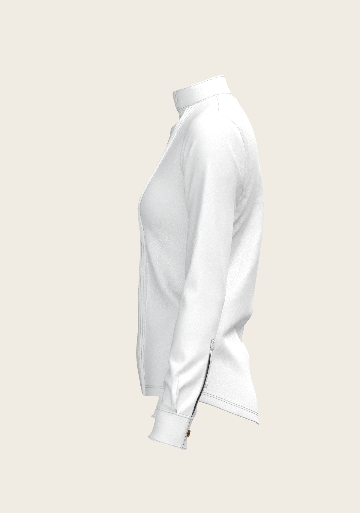 Image of White Long Pleated Long Sleeve Sleeve Show Shirt