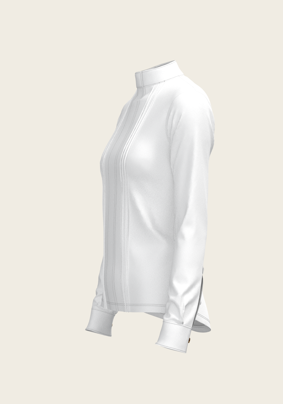 Image of White Long Pleated Long Sleeve Sleeve Show Shirt
