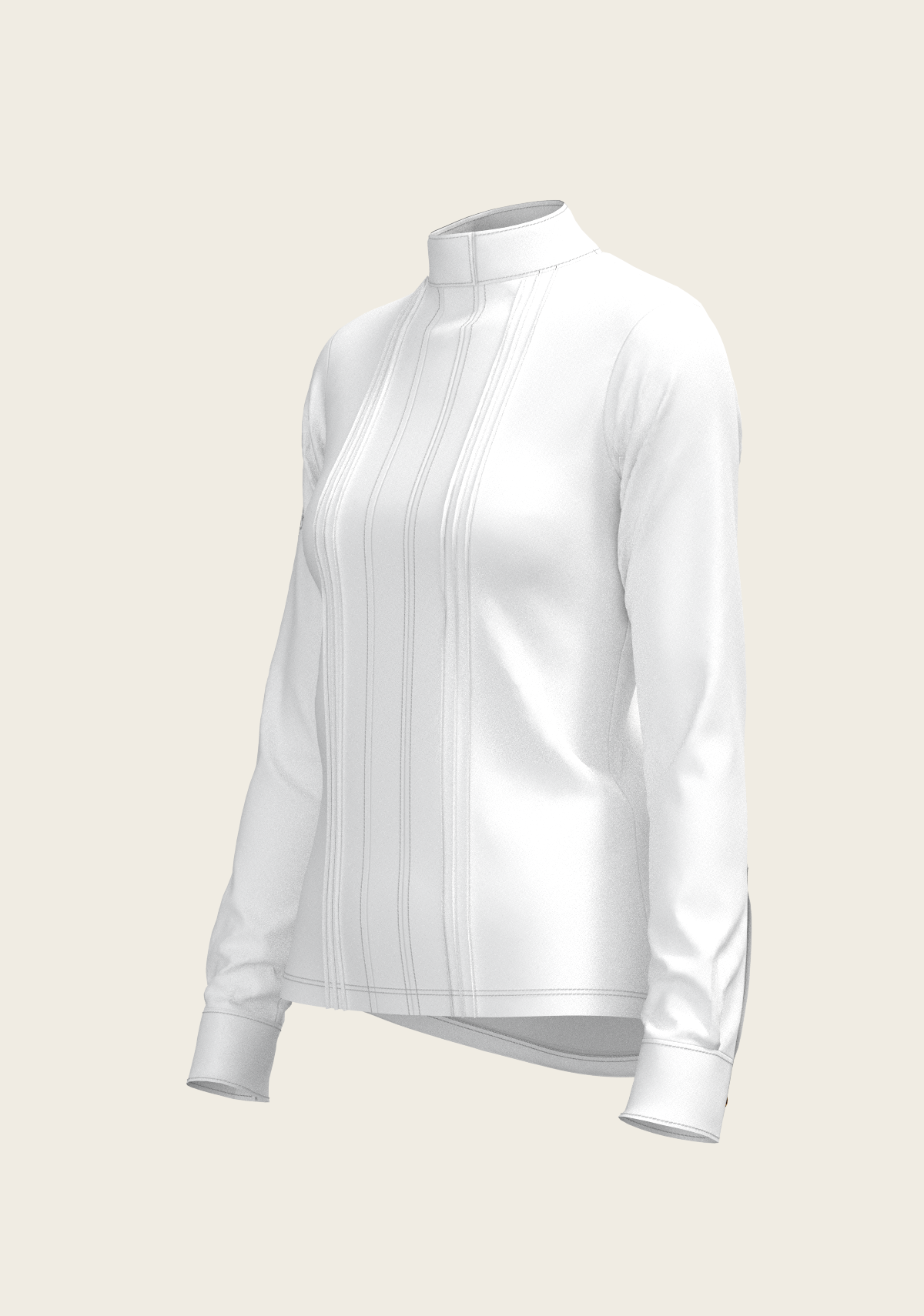 Image of White Long Pleated Long Sleeve Sleeve Show Shirt