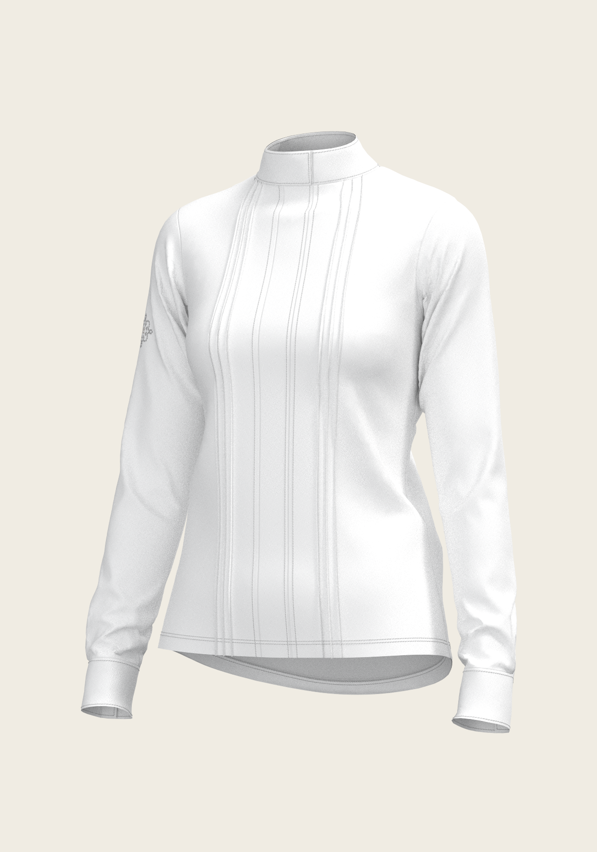 Image of White Long Pleated Long Sleeve Sleeve Show Shirt