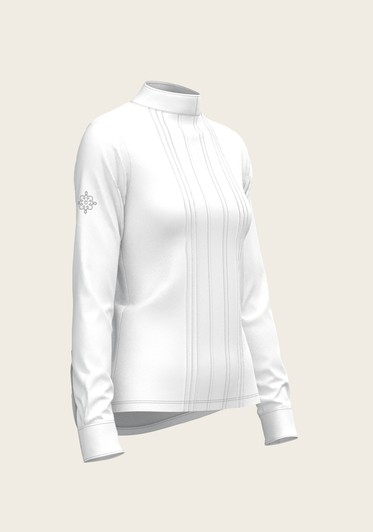 Image of White Long Pleated Long Sleeve Sleeve Show Shirt