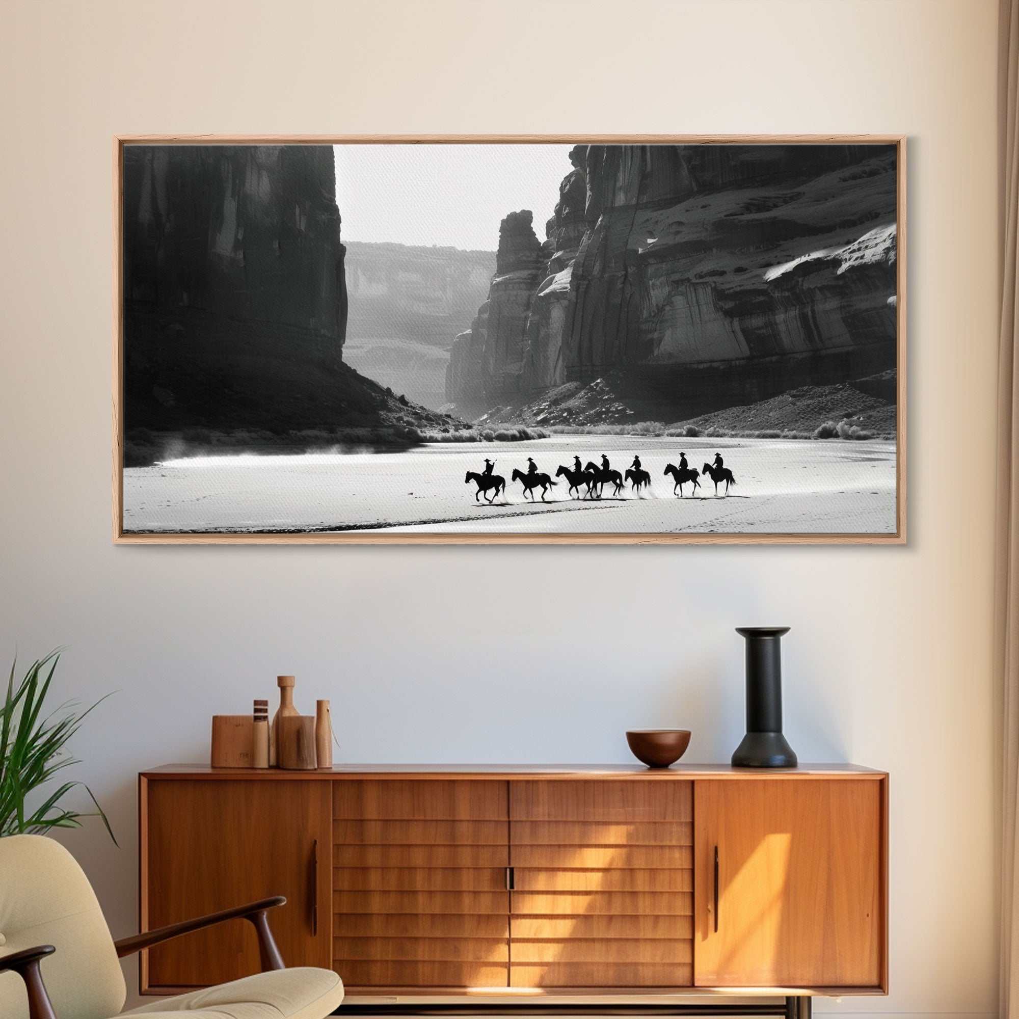 Image of Horse Riders in Monument Valley, Stunning Framed Canvas Print for Living Room Wall Art, Bedroom Decor, Home Decor