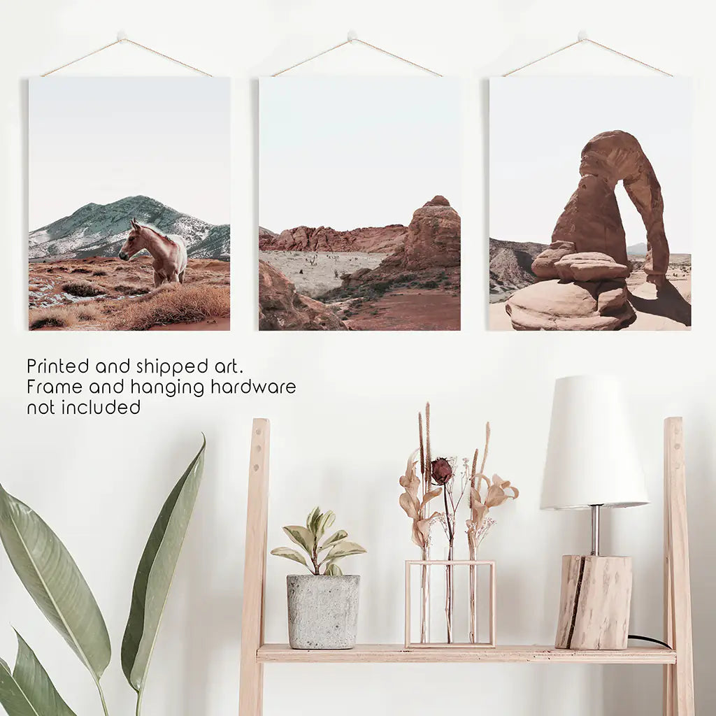 Image of Arches National Park Wall Art Set. Horse in the Desert