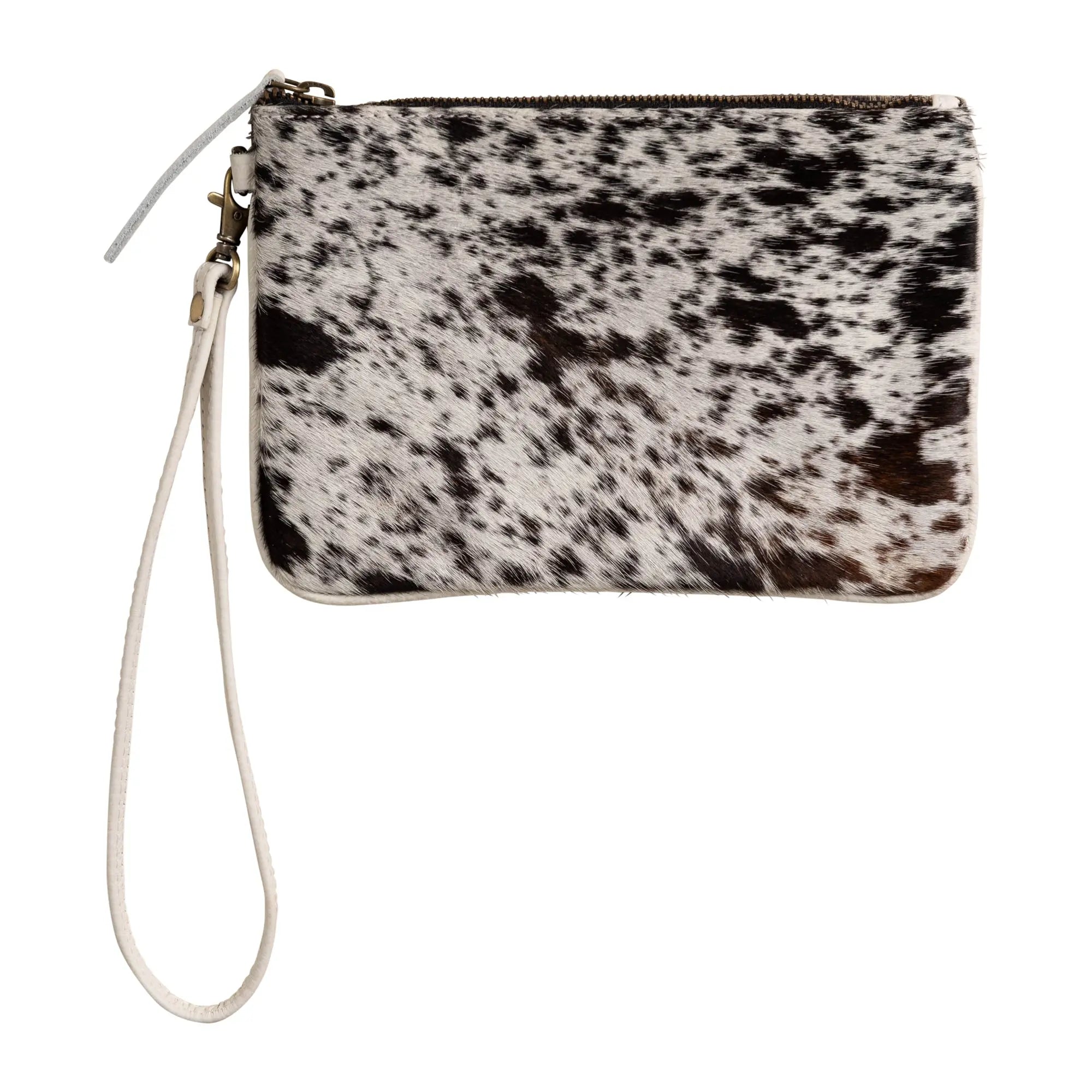Image of Huntley Equestrian Cowhide Wristlet Handbag Small with Zipper