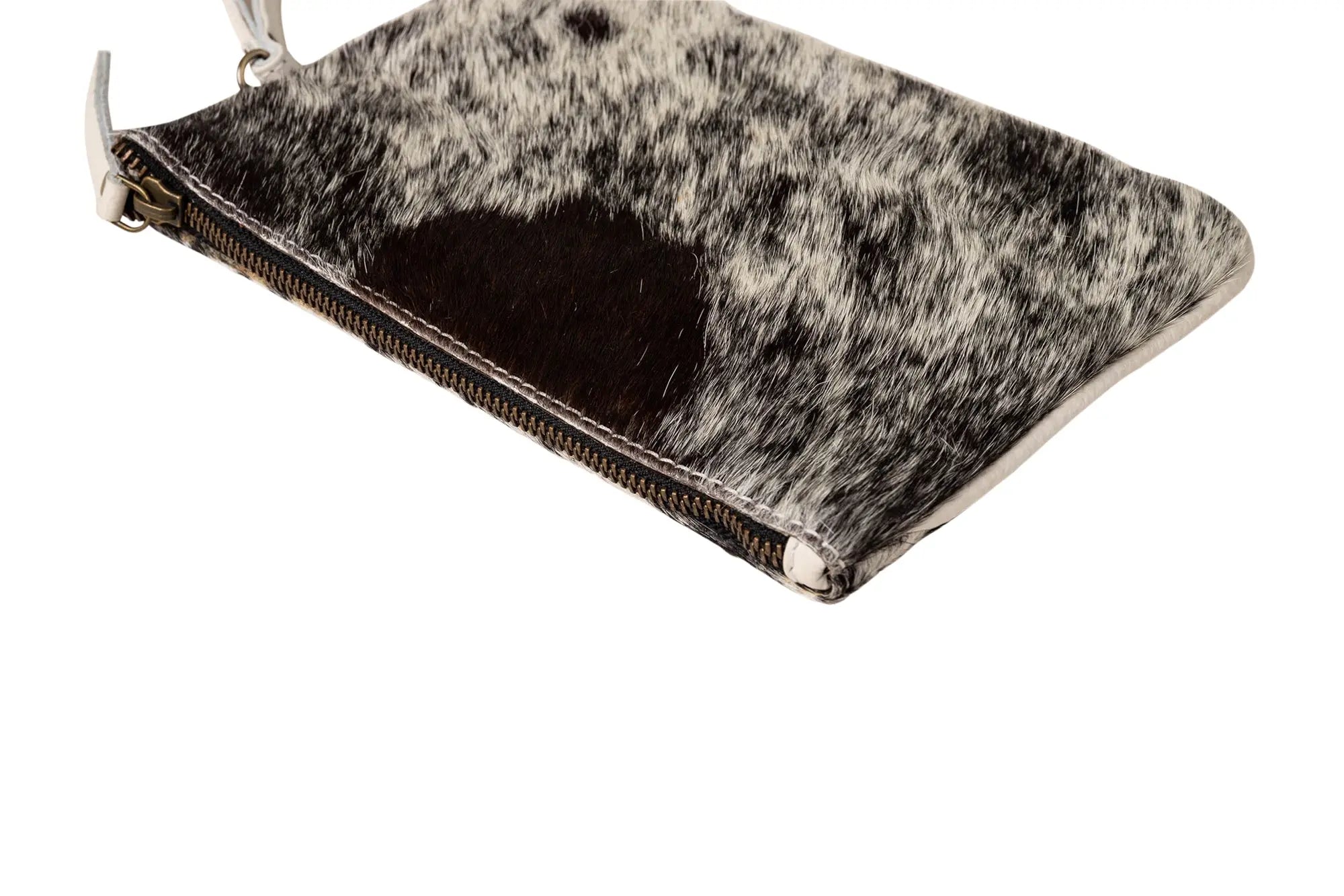 Image of Huntley Equestrian Cowhide Wristlet Handbag Small with Zipper