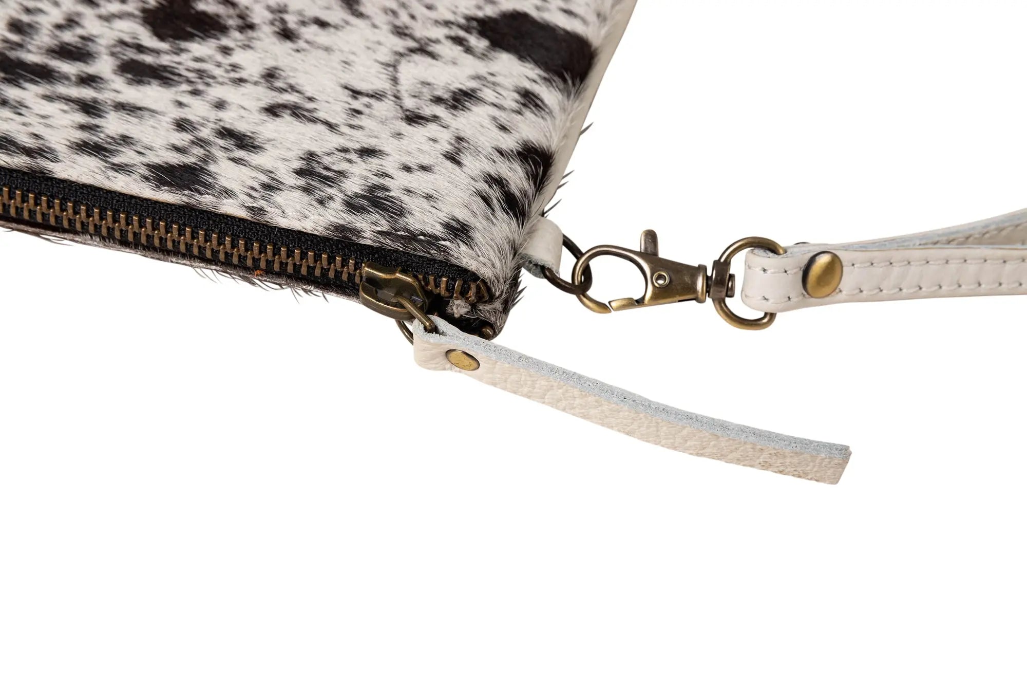 Image of Huntley Equestrian Cowhide Wristlet Handbag Small with Zipper