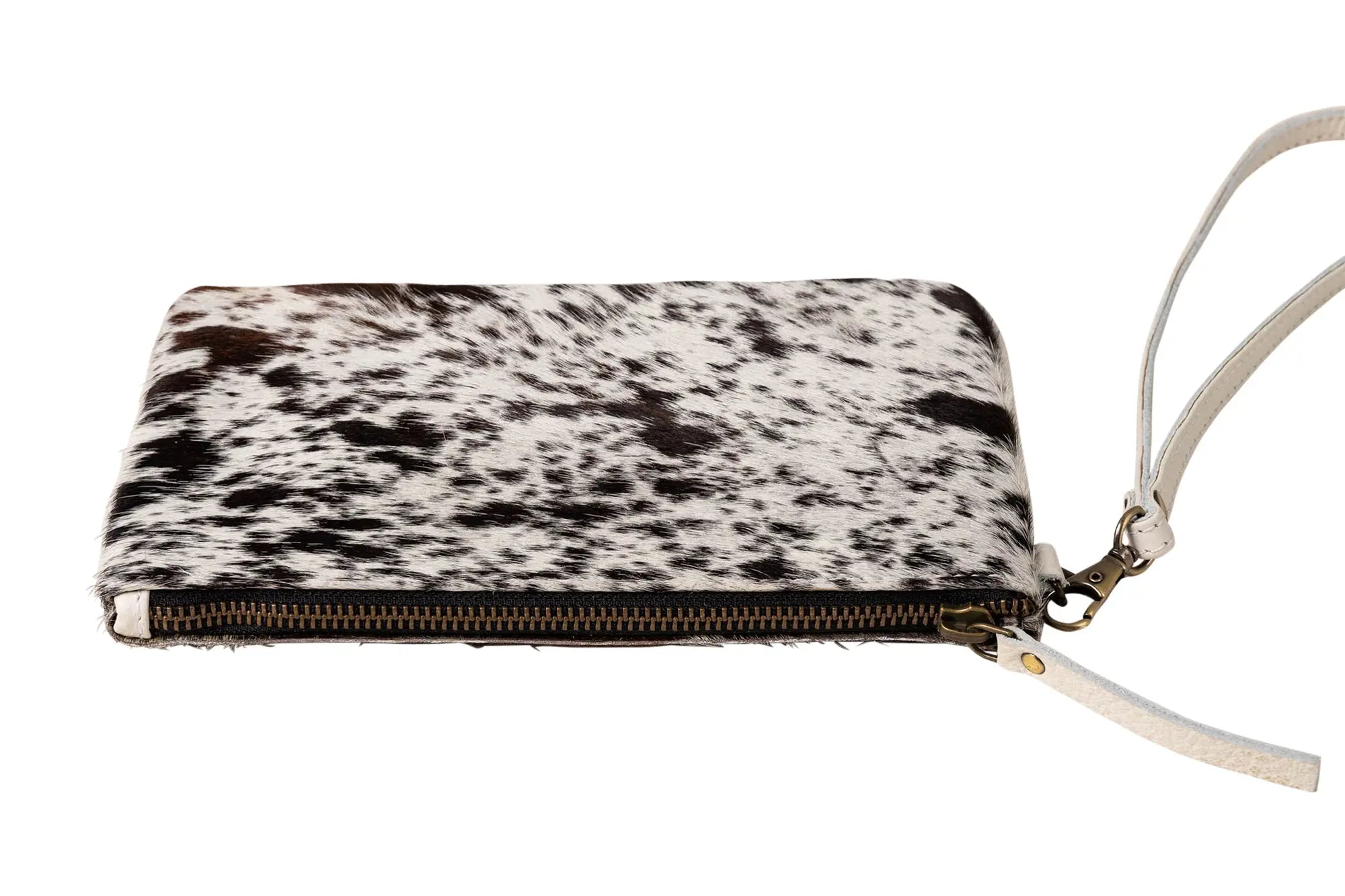 Huntley Equestrian Cowhide Wristlet Handbag Small with Zipper