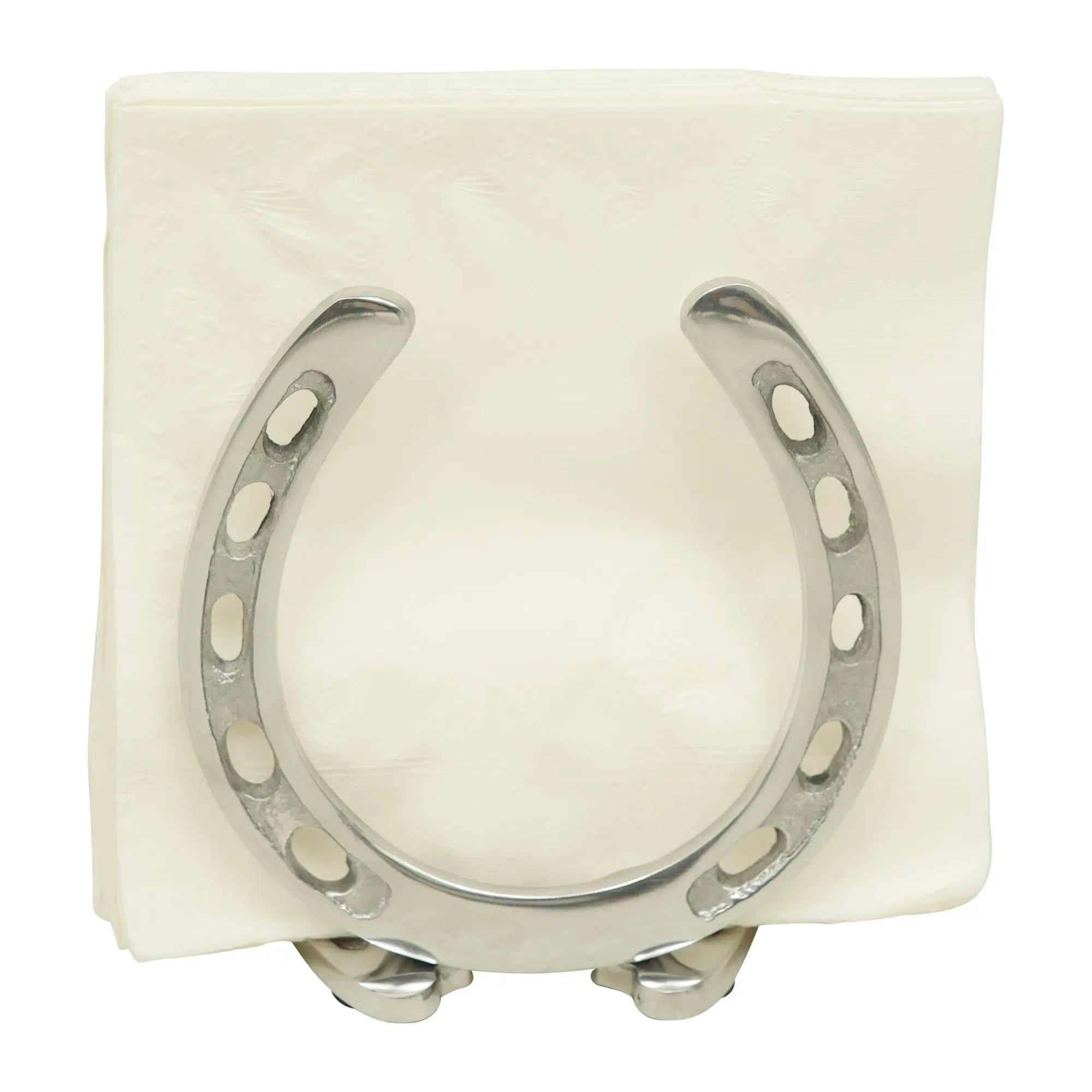 Huntley Horseshoe Napkin Holder, Aluminum Silver Finish