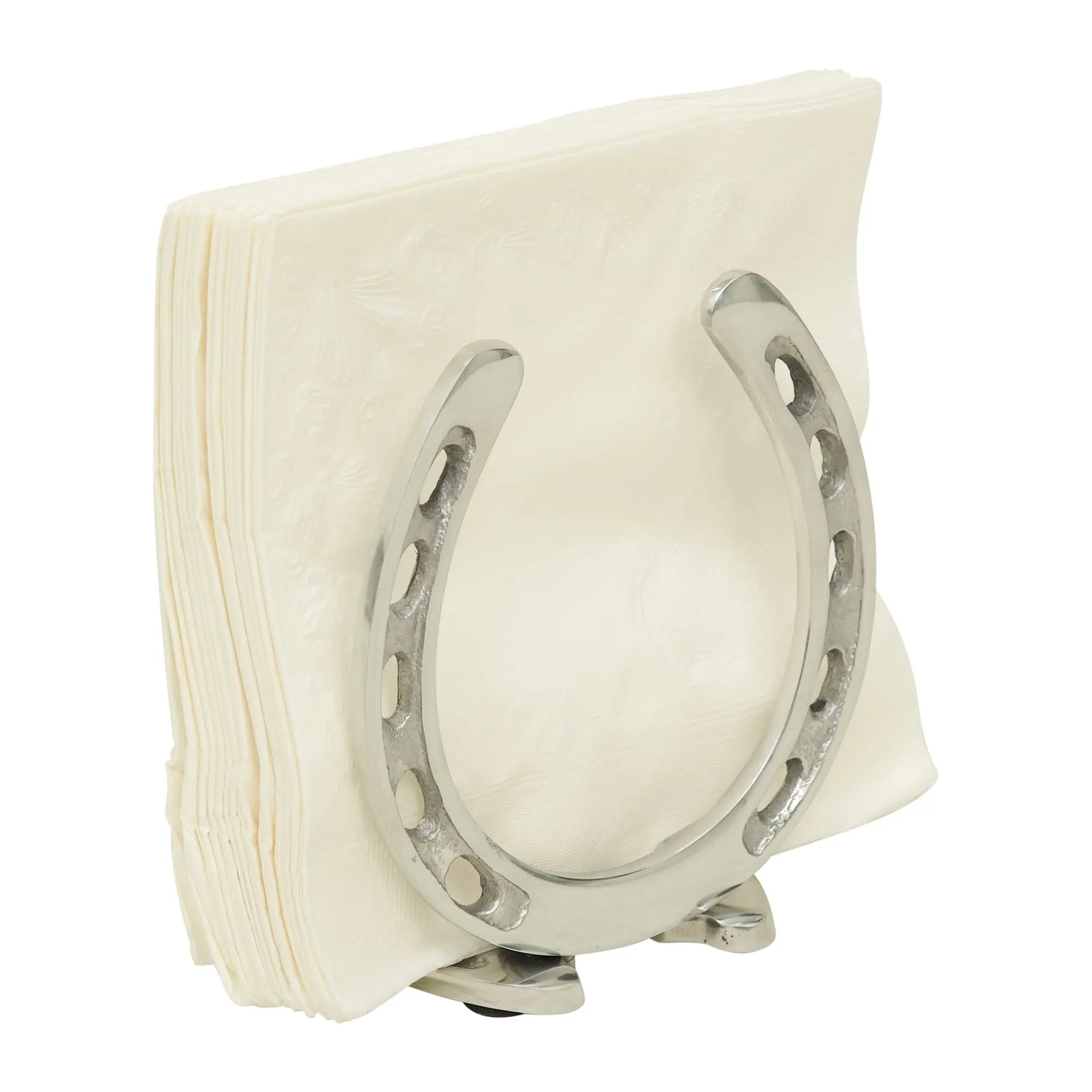 Image of Huntley Horseshoe Napkin Holder, Aluminum Silver Finish