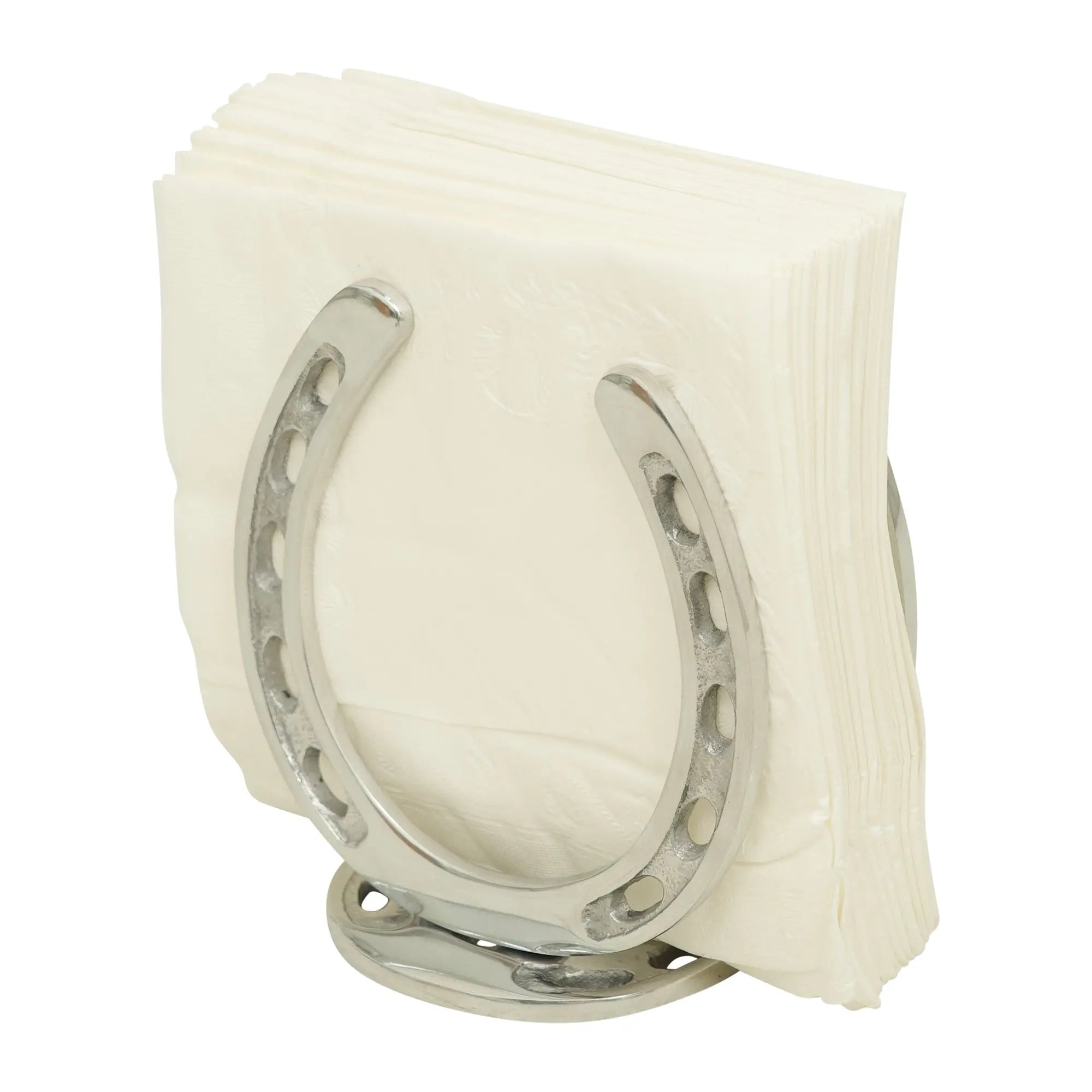 Image of Huntley Horseshoe Napkin Holder, Aluminum Silver Finish