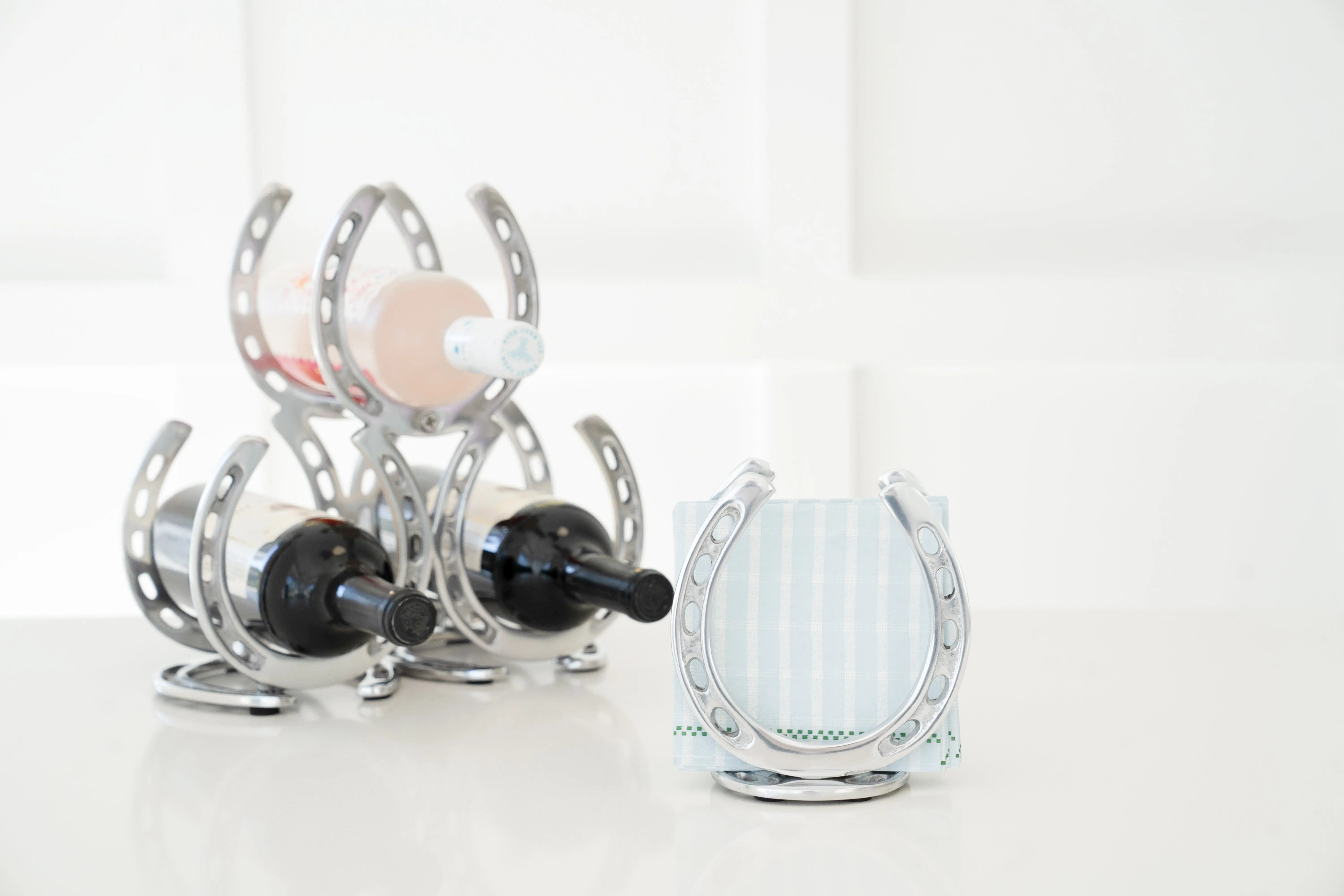 Image of Huntley Horseshoe Napkin Holder, Aluminum Silver Finish