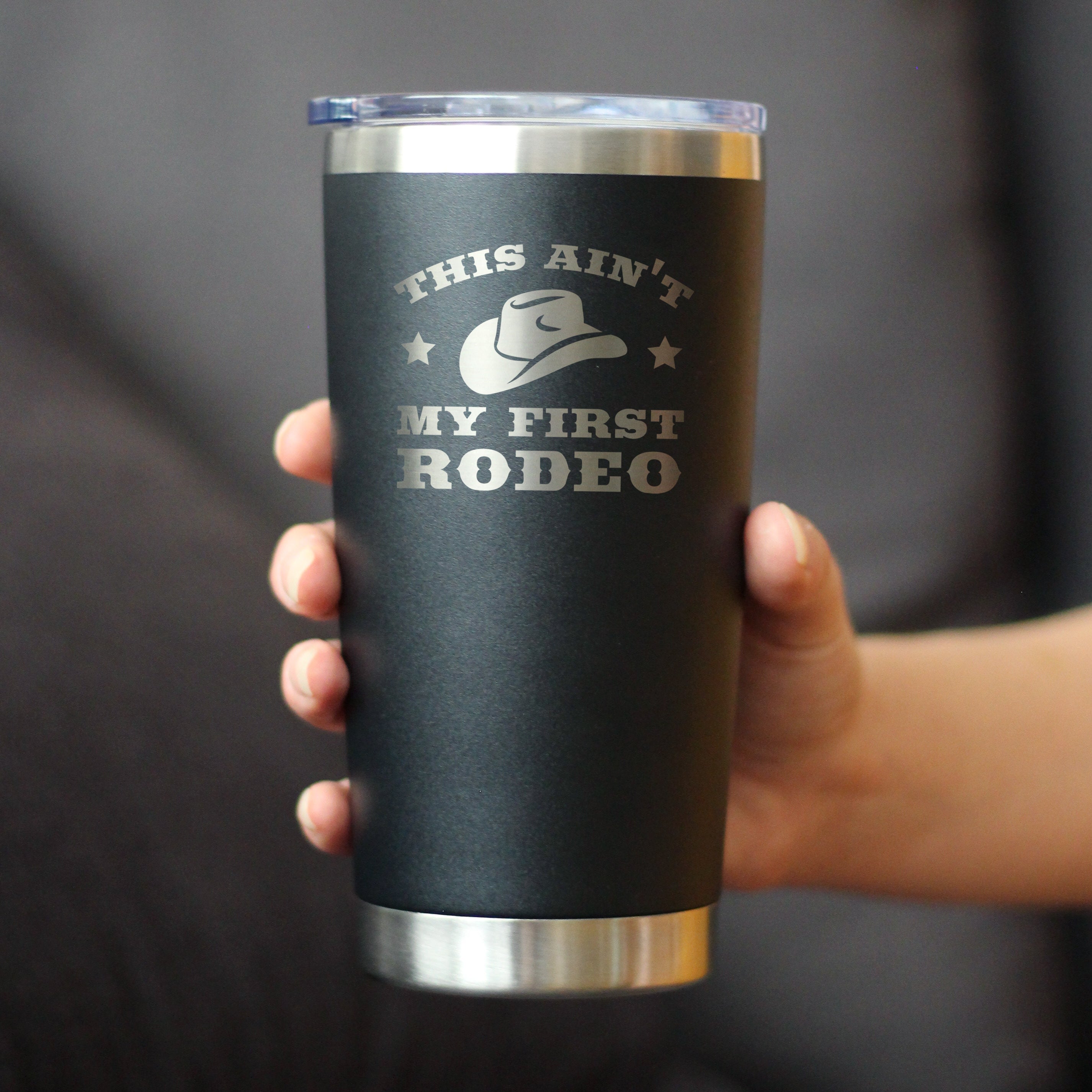 Image of Ain't My First Rodeo - Insulated Coffee Tumbler Cup with Sliding Lid - Stainless Steel Insulated Mug - Horse Themed Coffee Gifts