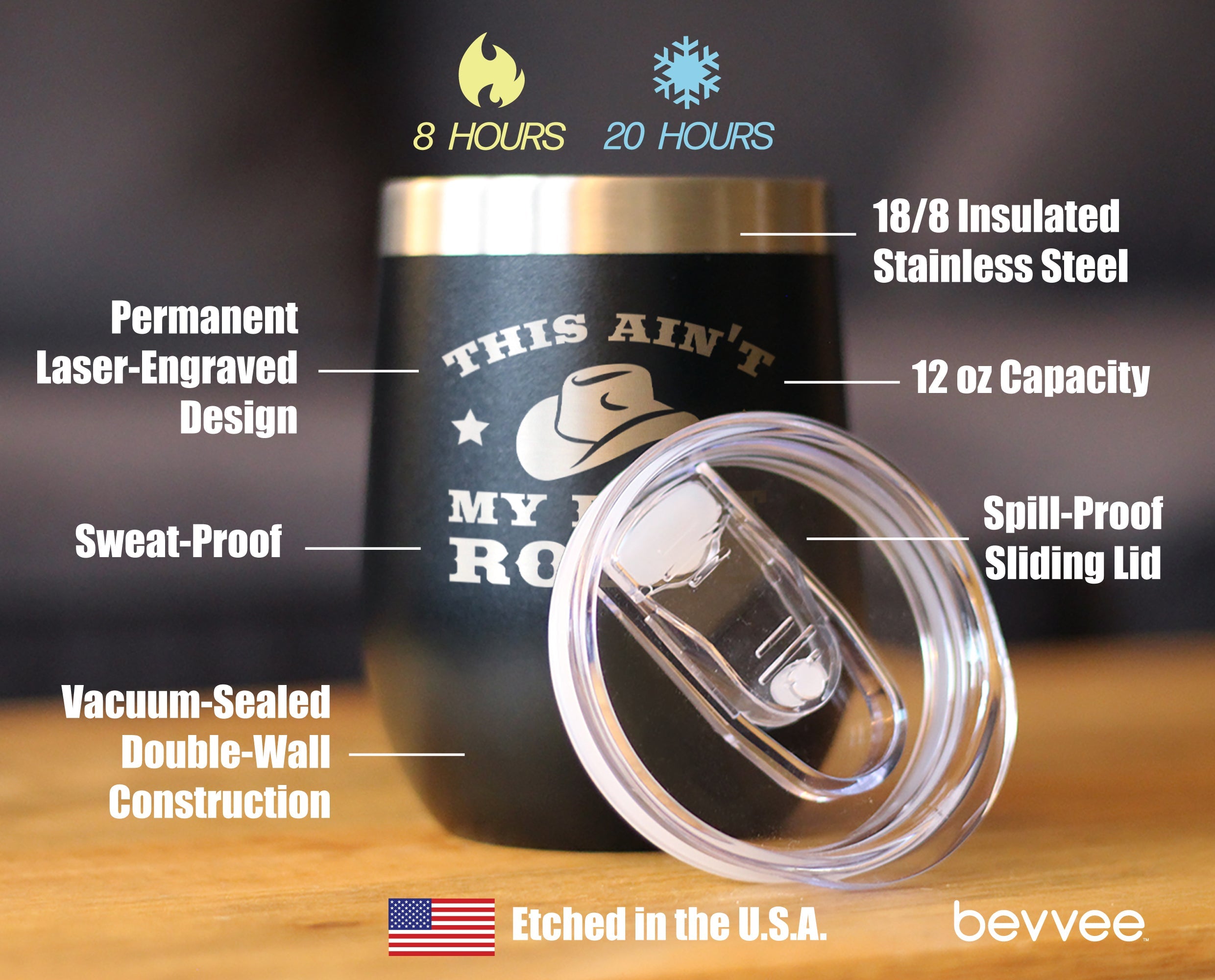 Ain't My First Rodeo - Wine Tumbler with Sliding Lid - Stemless Stainless Steel Insulated Cup - Funny Gifts for Horse Lovers