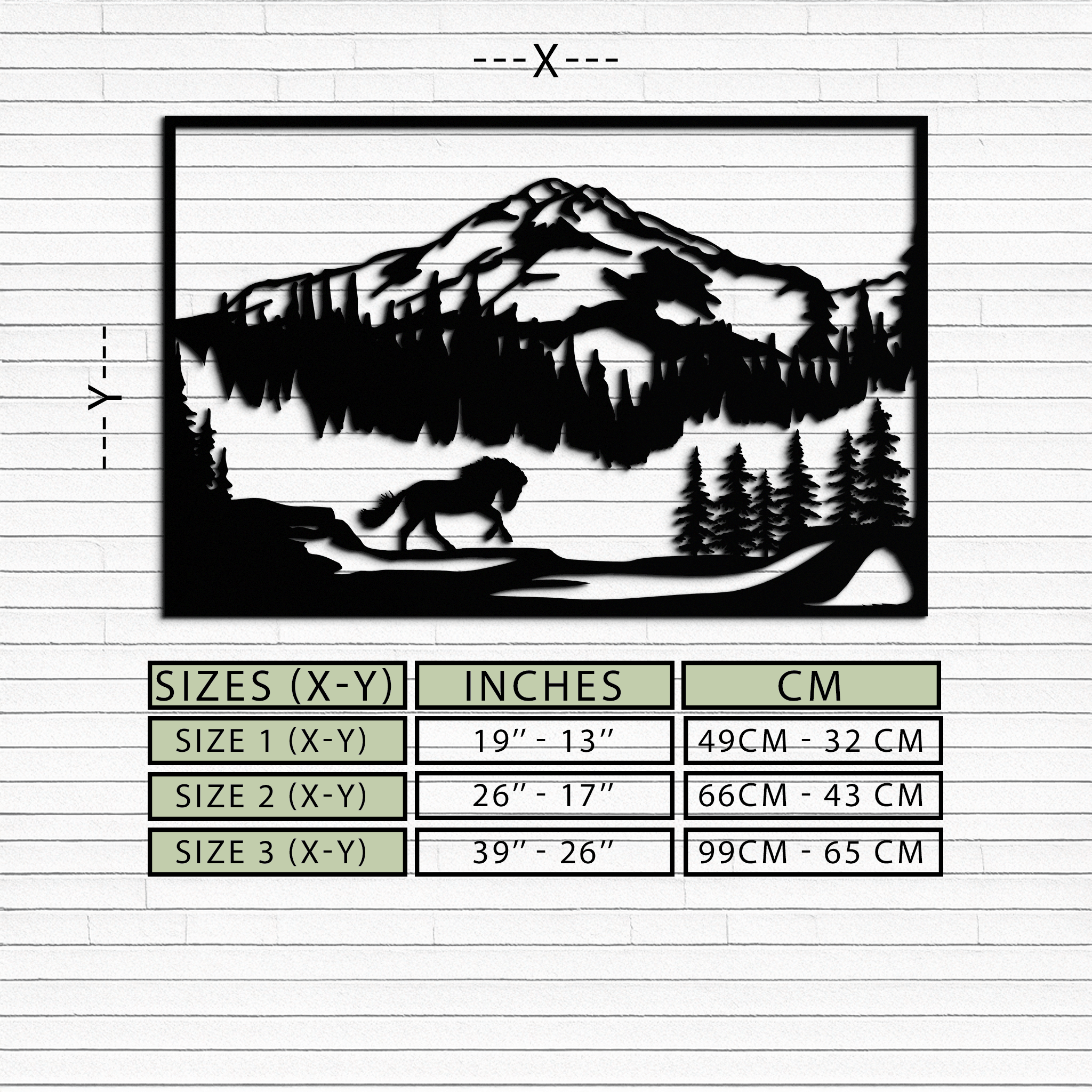 Image of Mountain Horse Metal Wall Art - Steel Wall Decor for Home and Cabin - KAF019