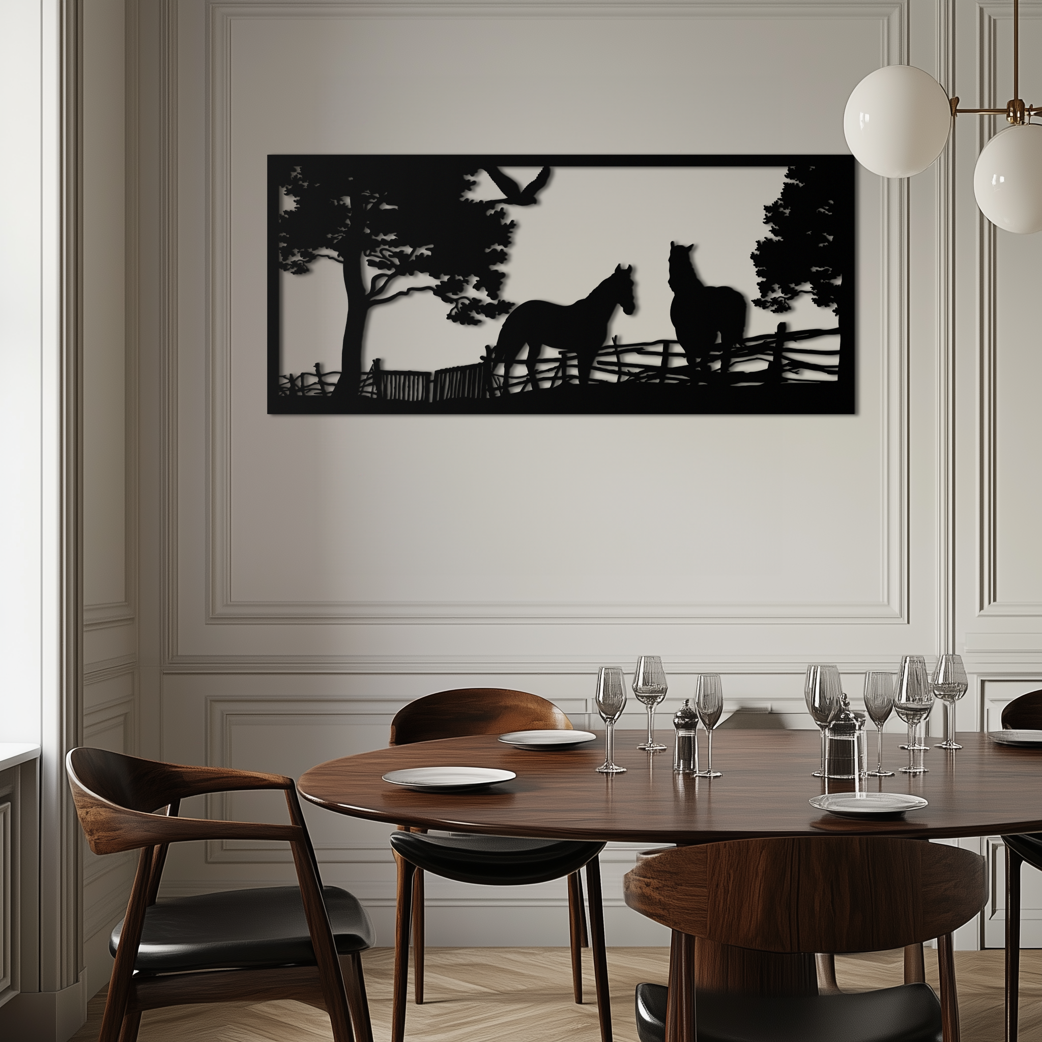 Image of Rustic Horse Farm Metal Wall Art - Steel Wall Decor for Home and Barn - KAF036