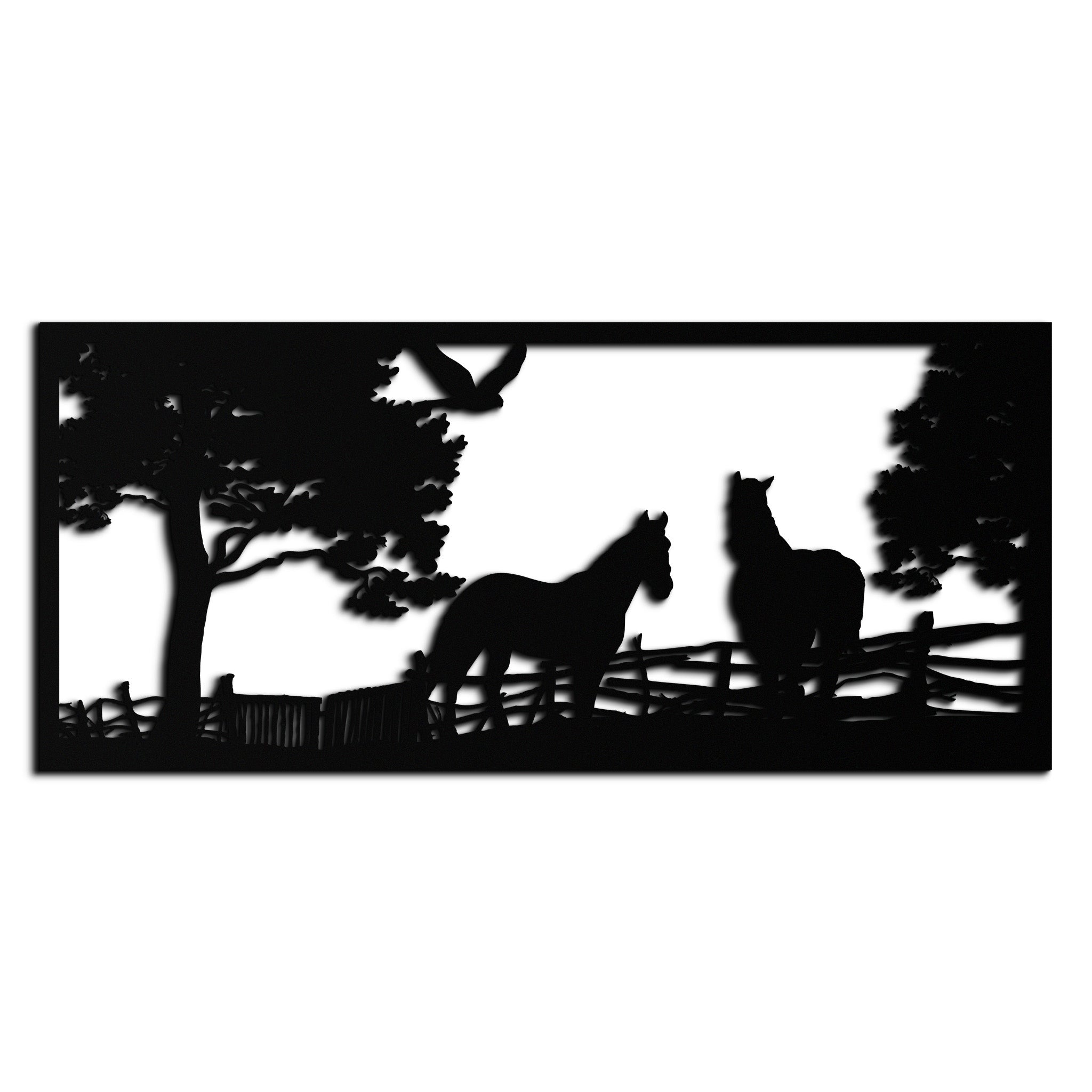 Image of Rustic Horse Farm Metal Wall Art - Steel Wall Decor for Home and Barn - KAF036