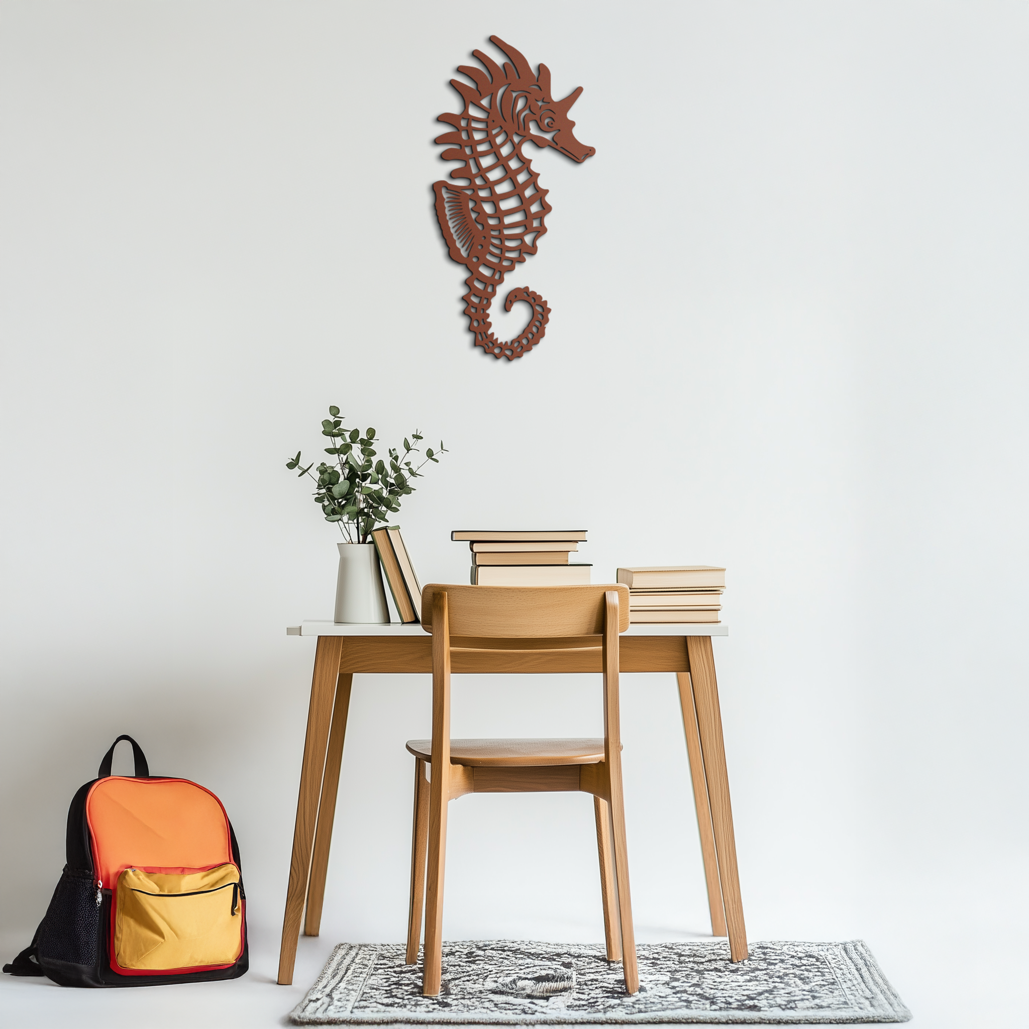 Elegant Seahorse Metal Wall Art - Ocean-Inspired Minimalist Decor - KAF057