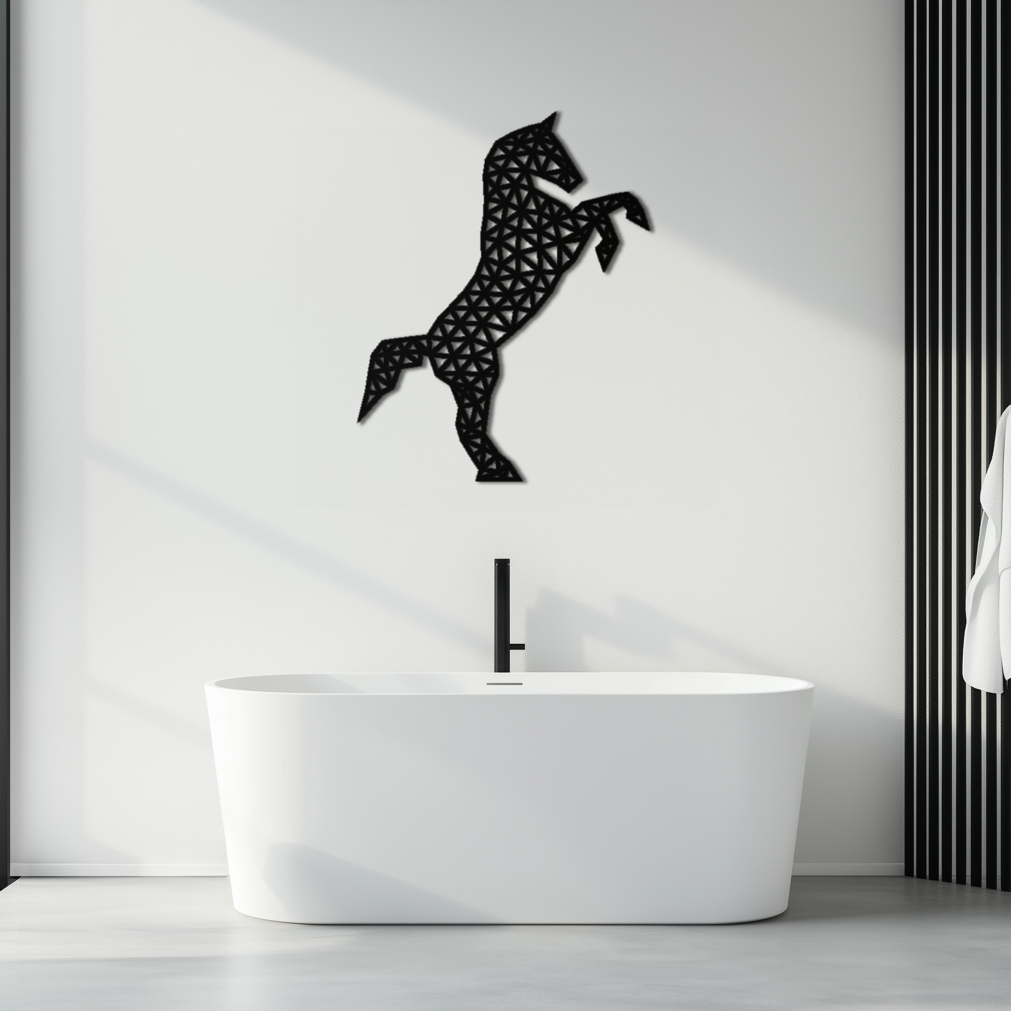 Image of Geometric Horse Metal Wall Art - Modern Steel Horse Silhouette - KAF108