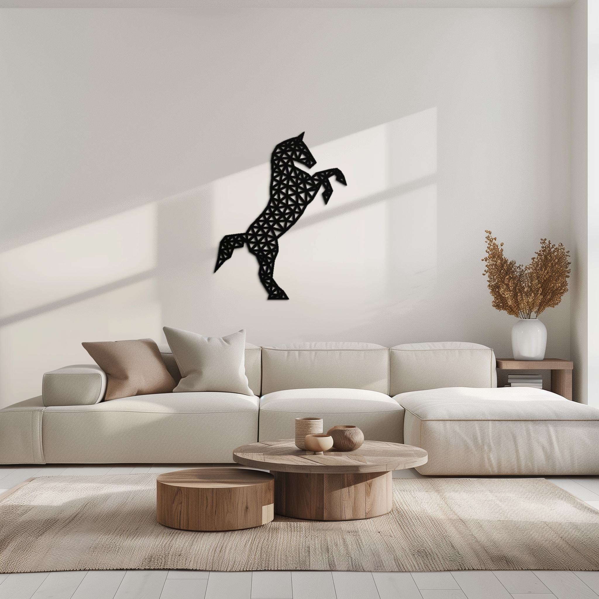 Image of Geometric Horse Metal Wall Art - Modern Steel Horse Silhouette - KAF108