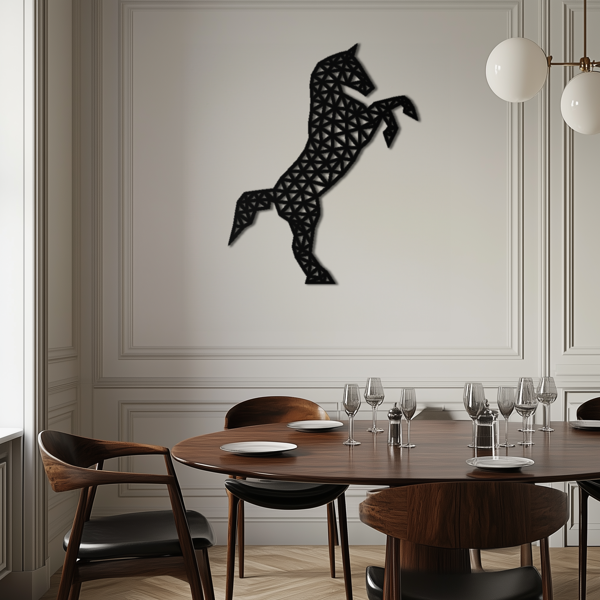 Image of Geometric Horse Metal Wall Art - Modern Steel Horse Silhouette - KAF108