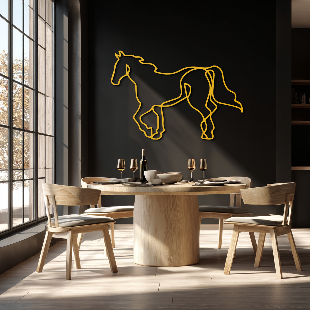 Image of Abstract Horse Metal Wall Art - Minimalist Steel Horse Silhouette - KAF121