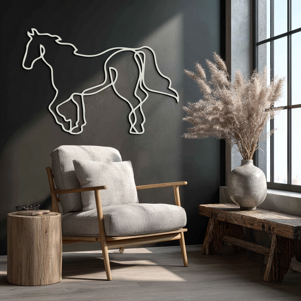 Image of Abstract Horse Metal Wall Art - Minimalist Steel Horse Silhouette - KAF121